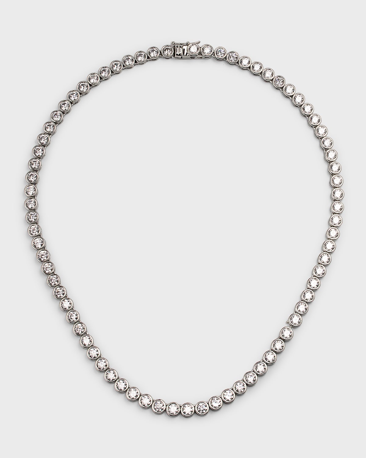Golconda By Kenneth Jay Lane Round Cubic Zirconia Bezel Tennis Necklace In Silver