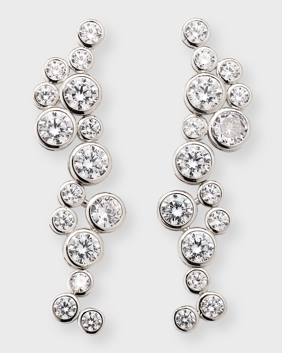 Round Bezel-Set Cubic Zirconia Cluster Drop Earrings