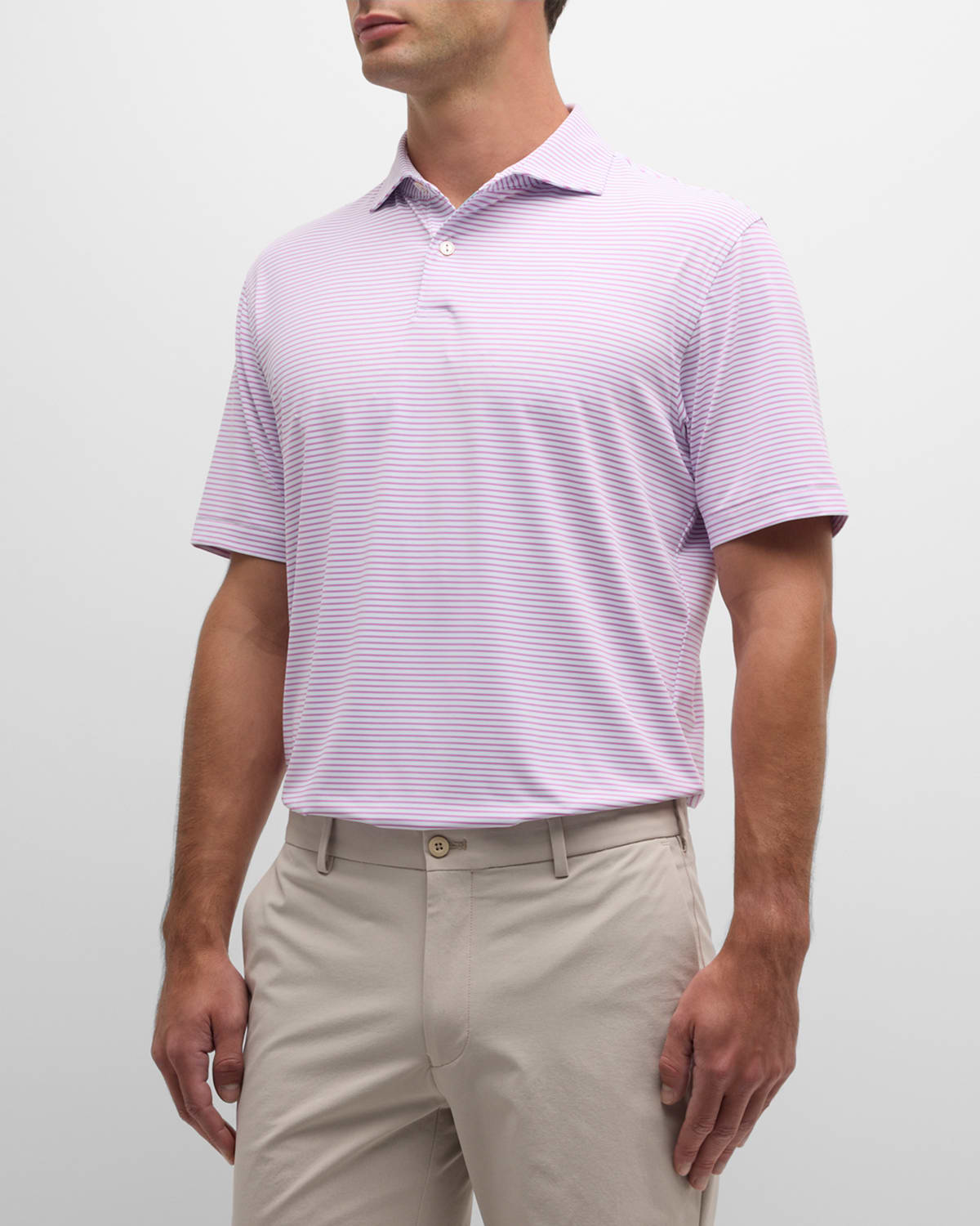 Peter Millar Crown Crafted Ambrose Jersey Performance Polo In Pink/white