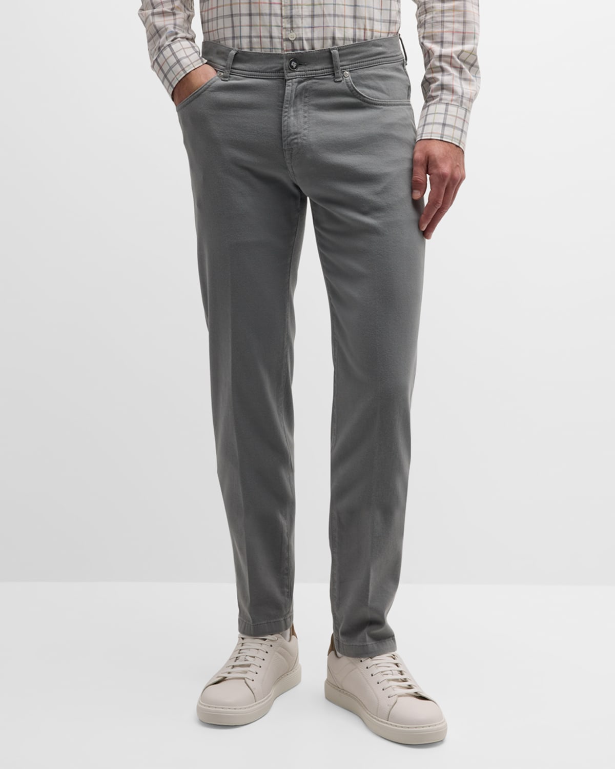 Marco Pescarolo Men's Brushed Micropique 5-pocket Trousers In Dark Grey