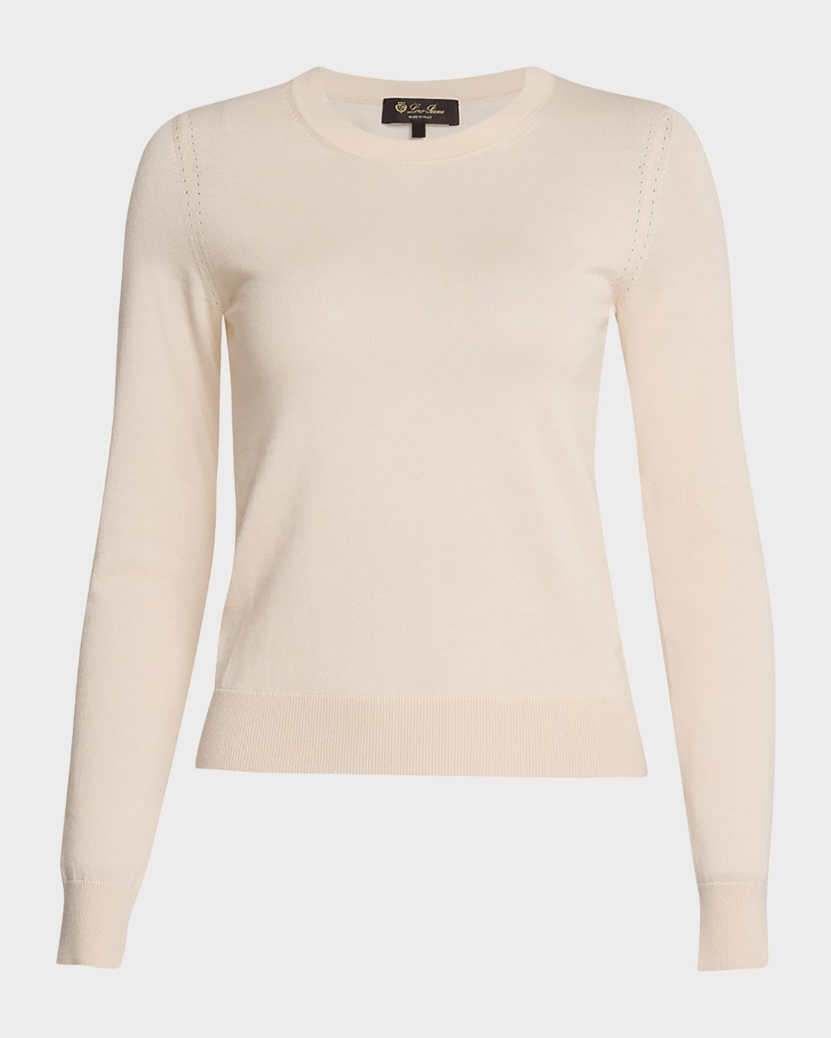 Loro Piana Crewneck Knitwear With Ribbed Cuffs And Hem In Multi