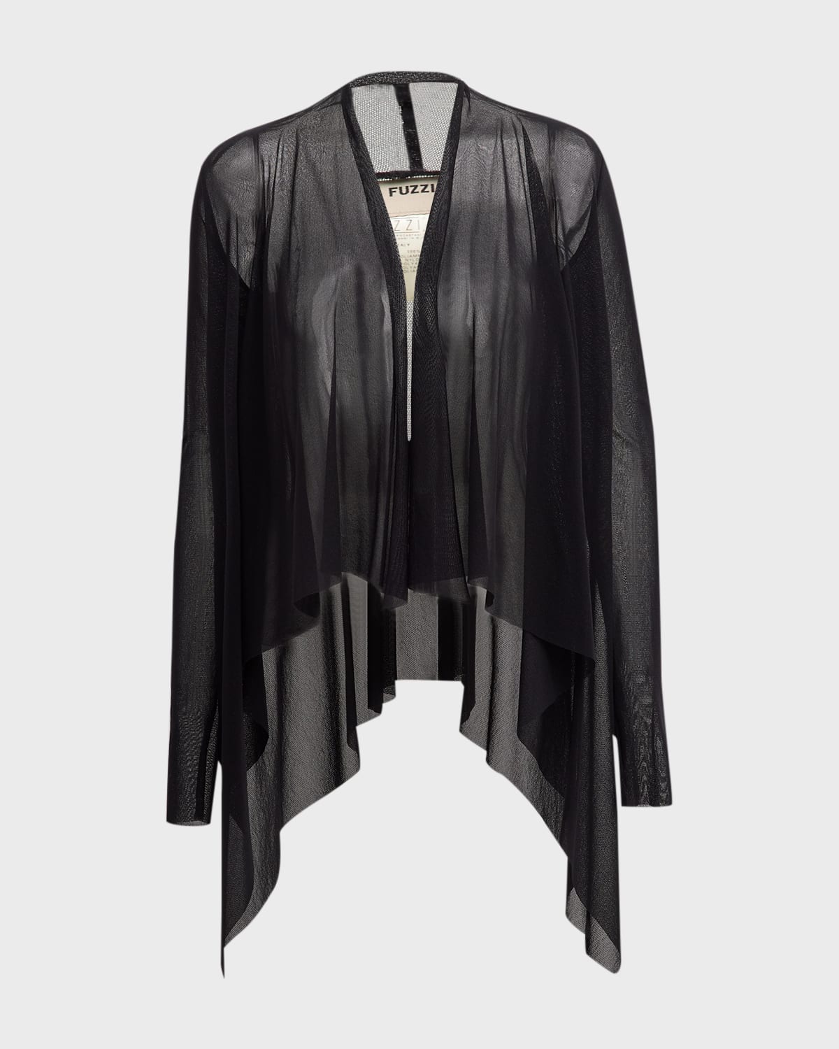 Shop Fuzzi Open-front Tulle Handkerchief Cardigan In Nero