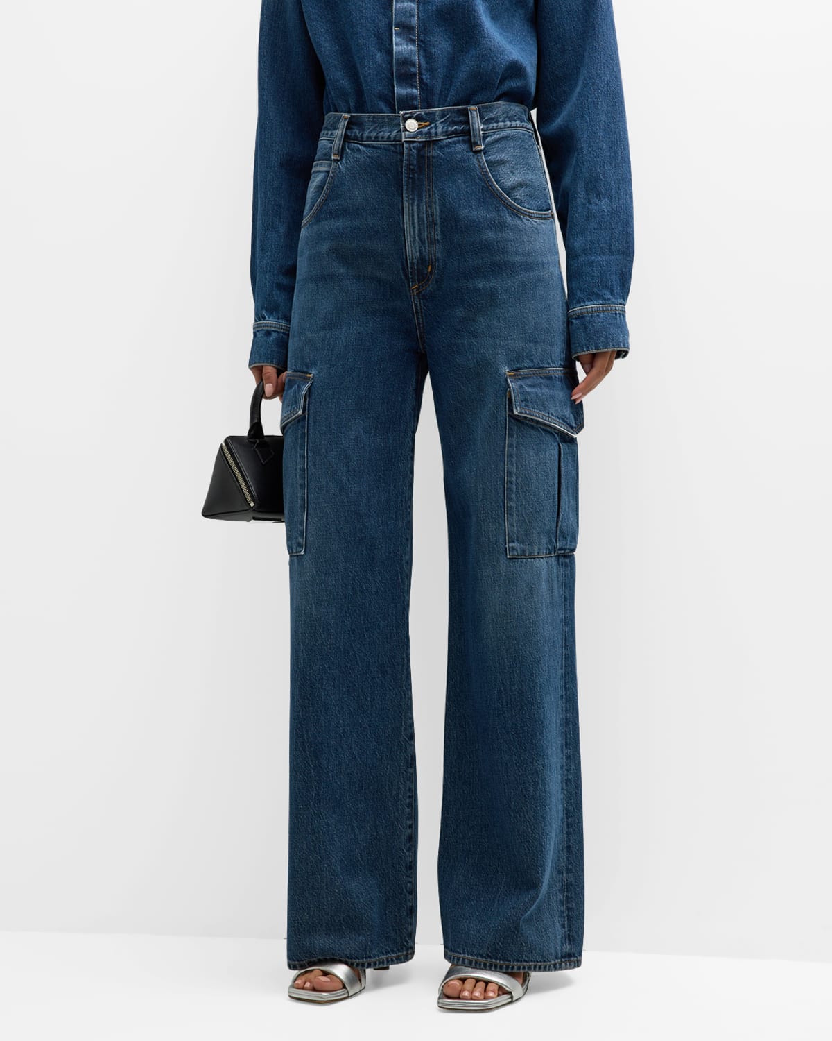 Shop Agolde Minka Relaxed Flare Cargo Jeans In Path