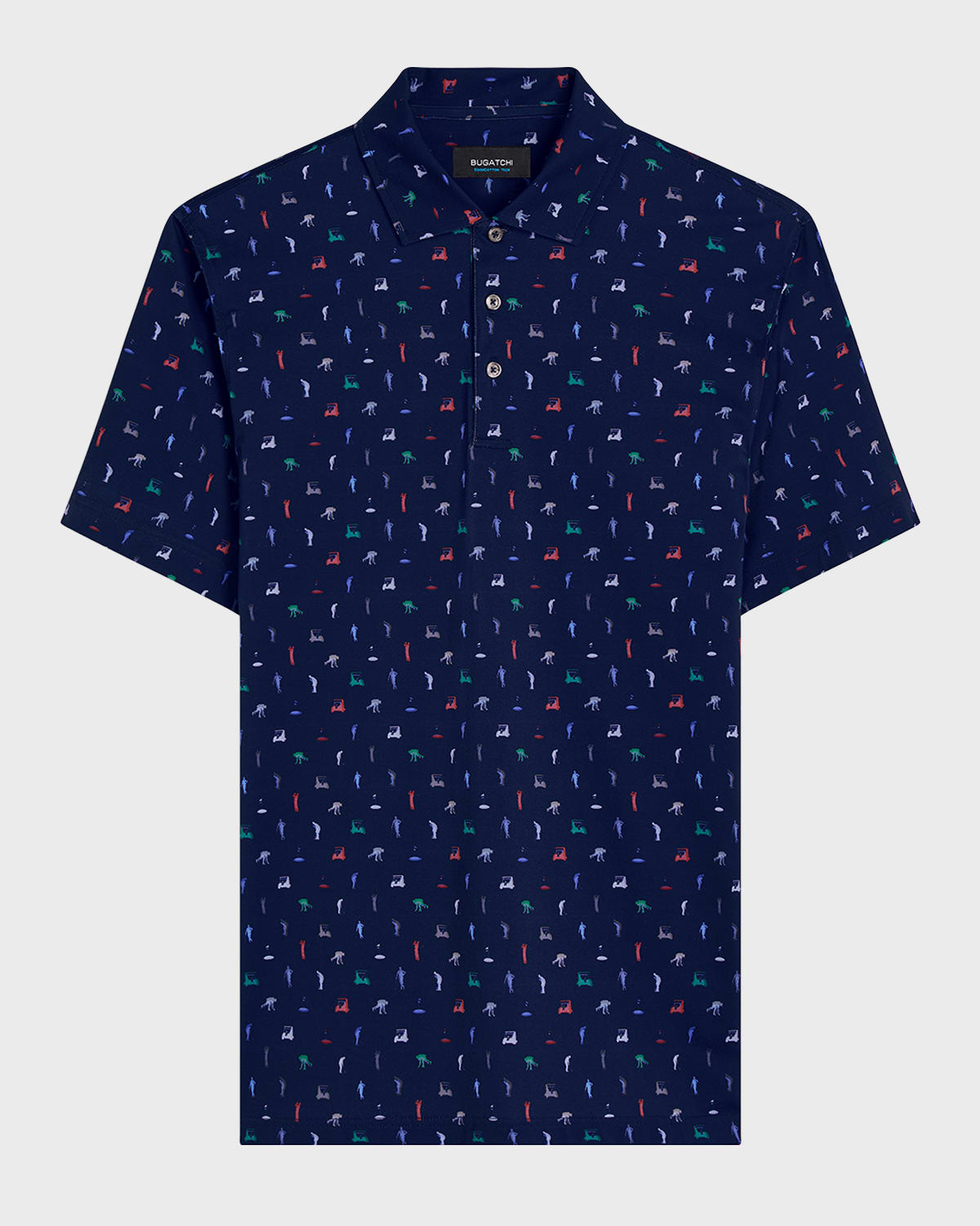 Bugatchi Men's Ooohcotton Tech Golf-print Polo Shirt In Midnight