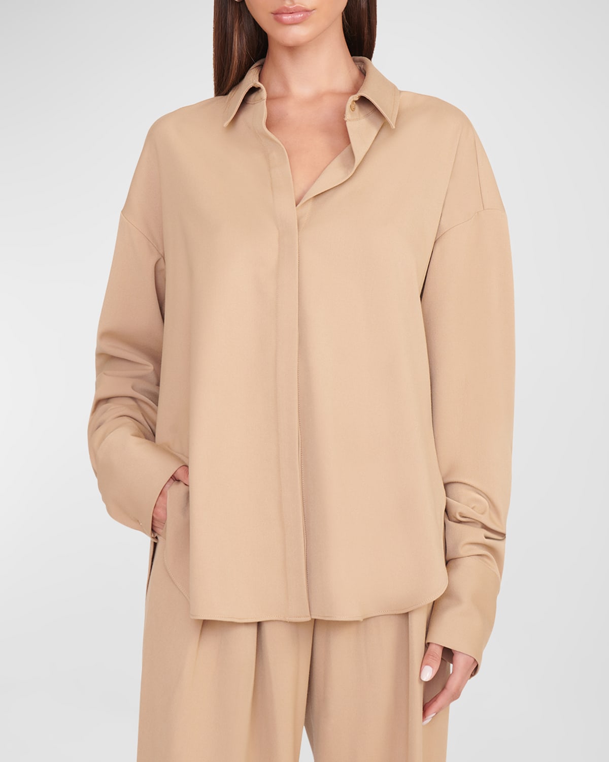 STAUD COLTON OVERSIZED BUTTON-FRONT SHIRT