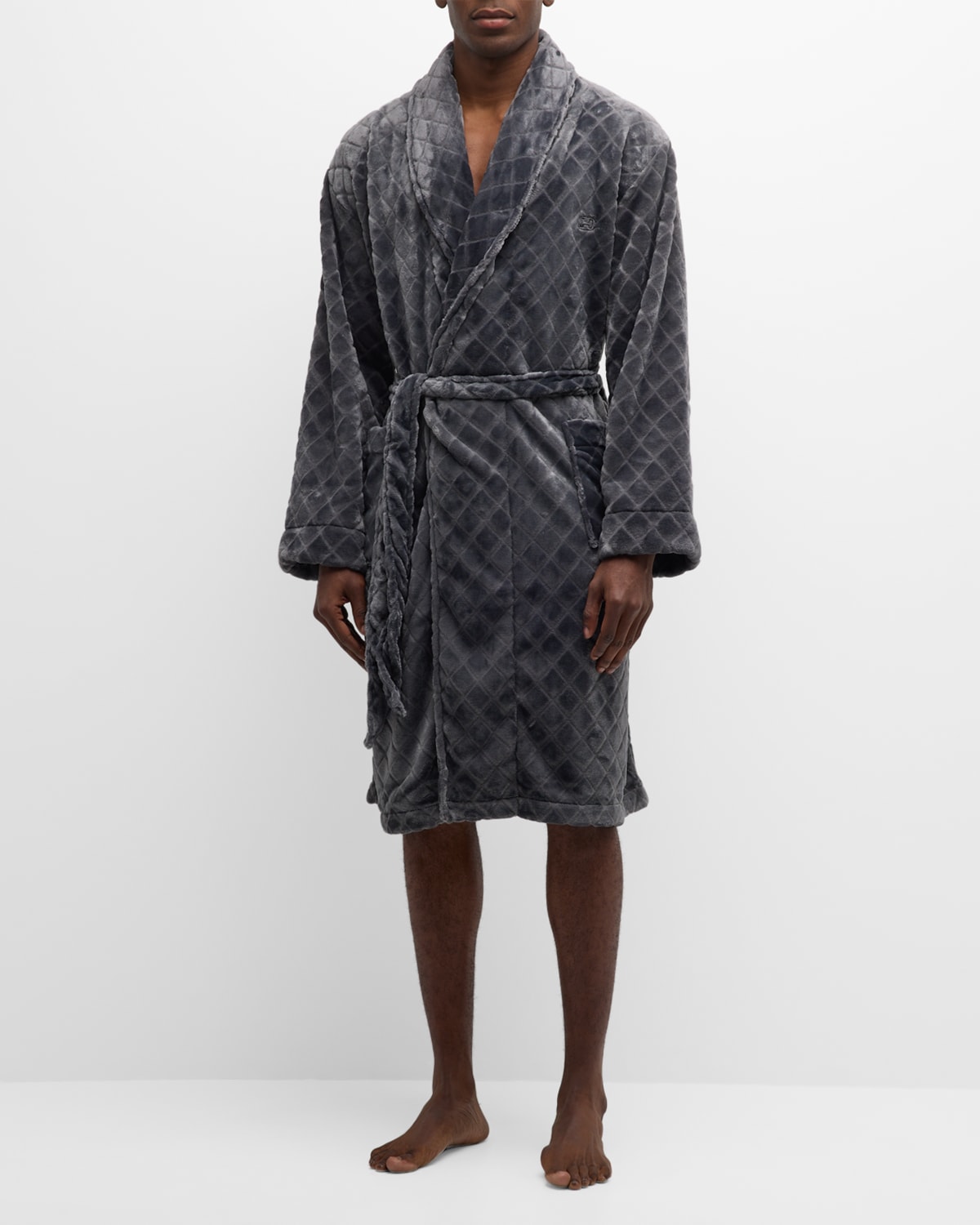 Hom Men's Monaco Soft Velour Robe In Grey