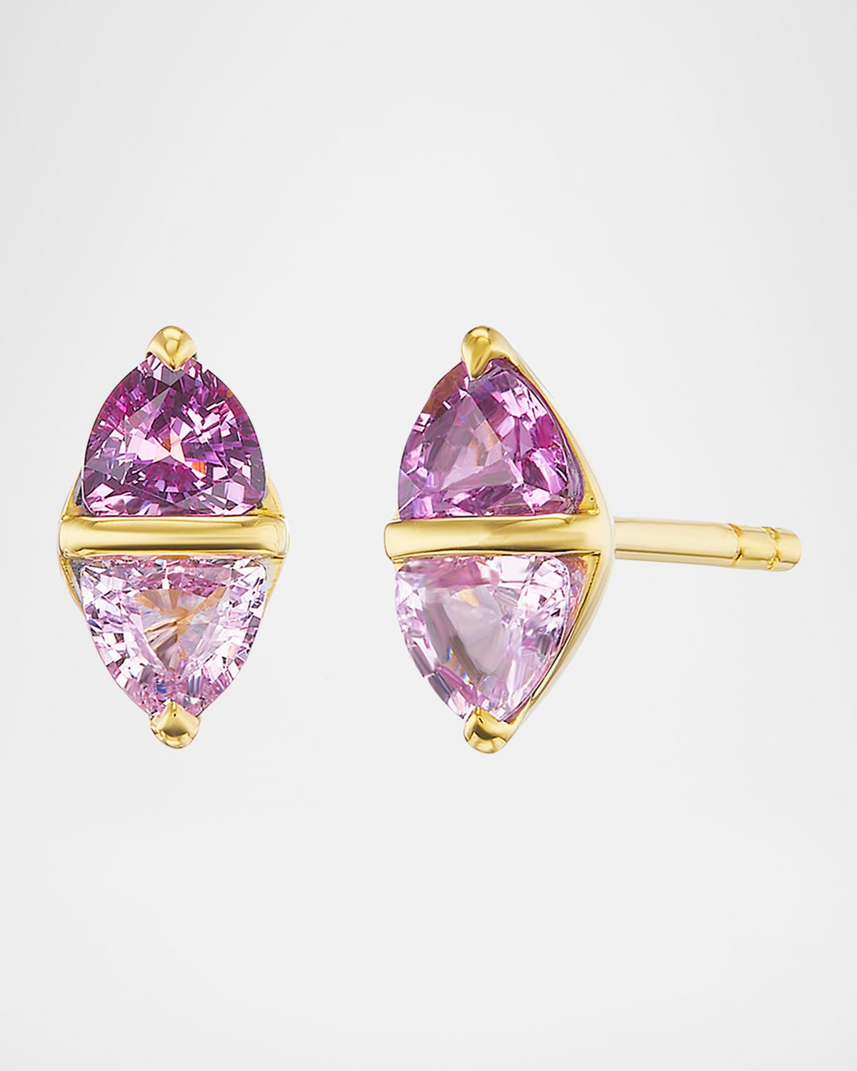 Emily P. Wheeler Diamond Stud Earrings in 18K Yellow Gold and Pink Sapphires