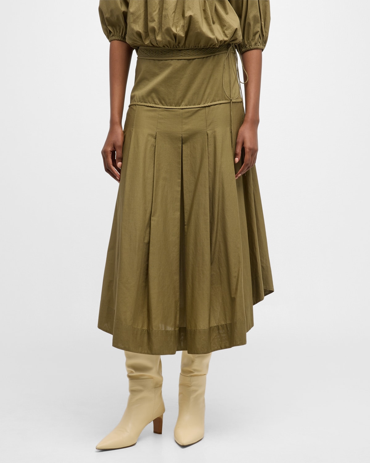 Lynnton Pleated Cotton Lawn Midi Skirt