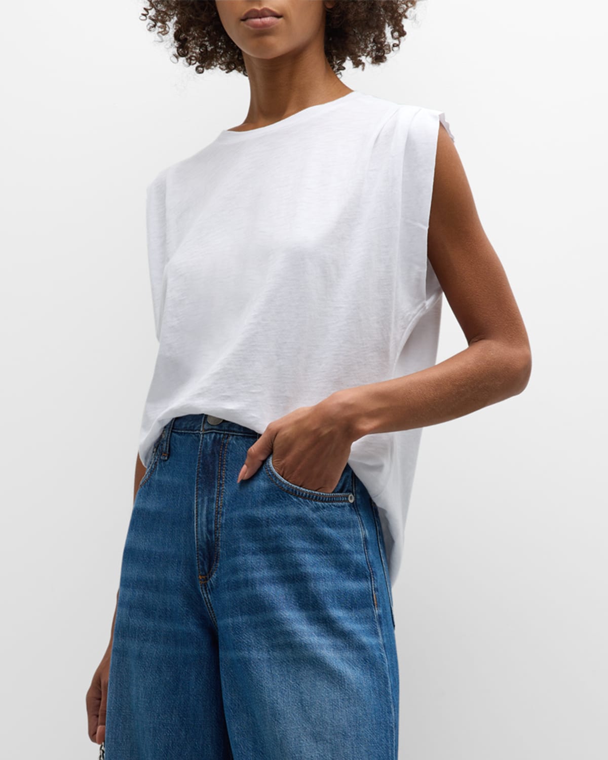 Rag & Bone The Slub Pleat Tank Top In White