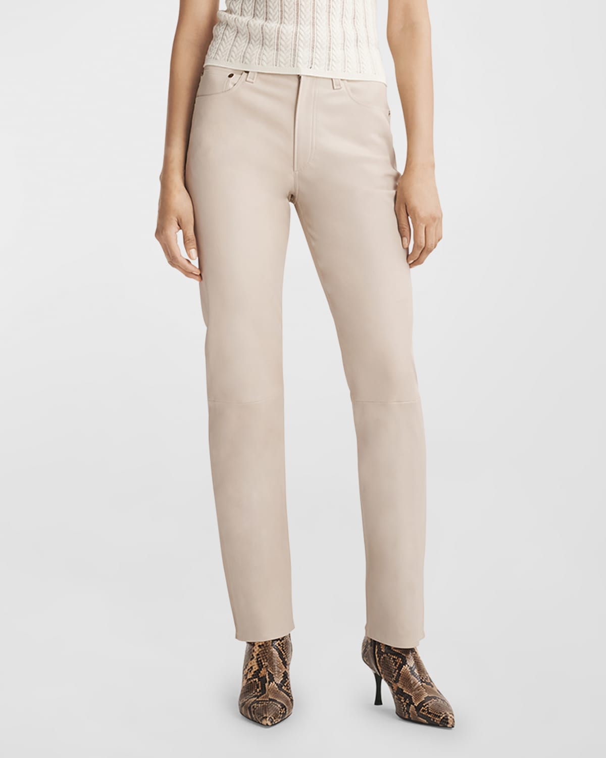 RAG & BONE HARLOW LEATHER MID-RISE STRAIGHT JEANS