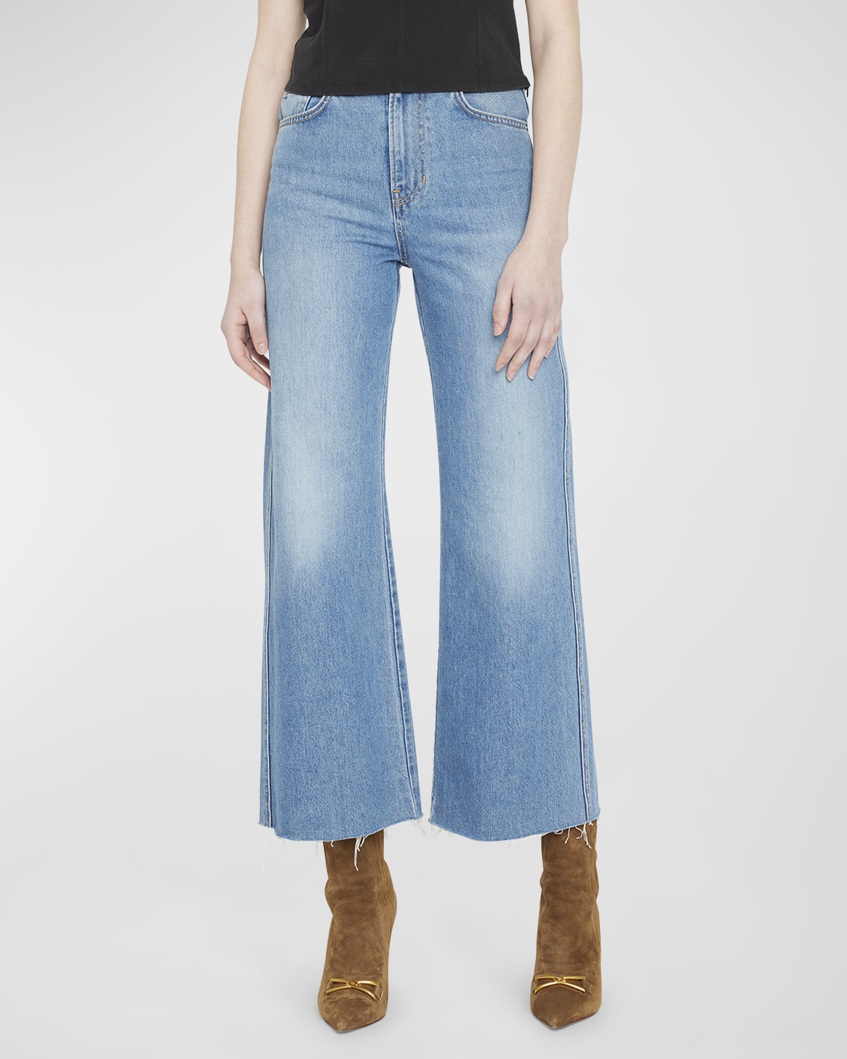 Veronica Beard Jeans Taylor Cropped High Rise Wide-leg Jeans In Wanderer D