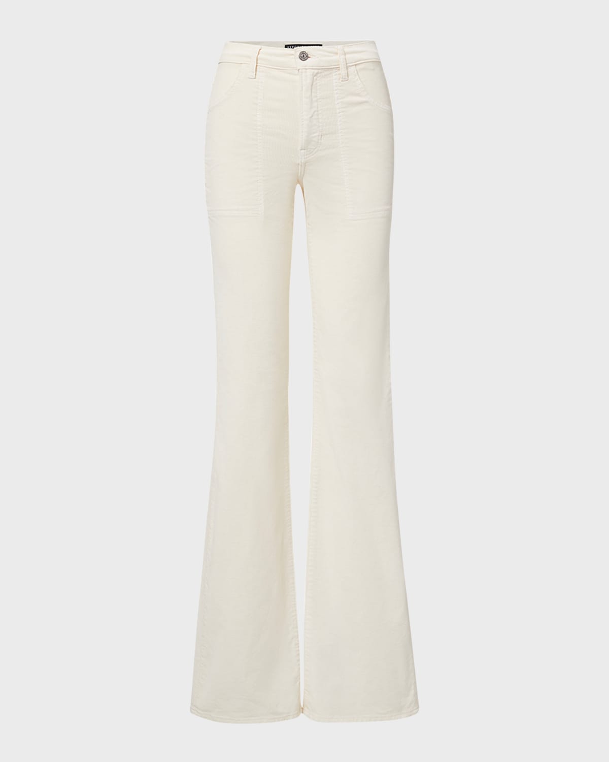 Veronica Beard Jeans Crosbie Wide-leg Patch Pocket Corduroy Jeans In Ecru