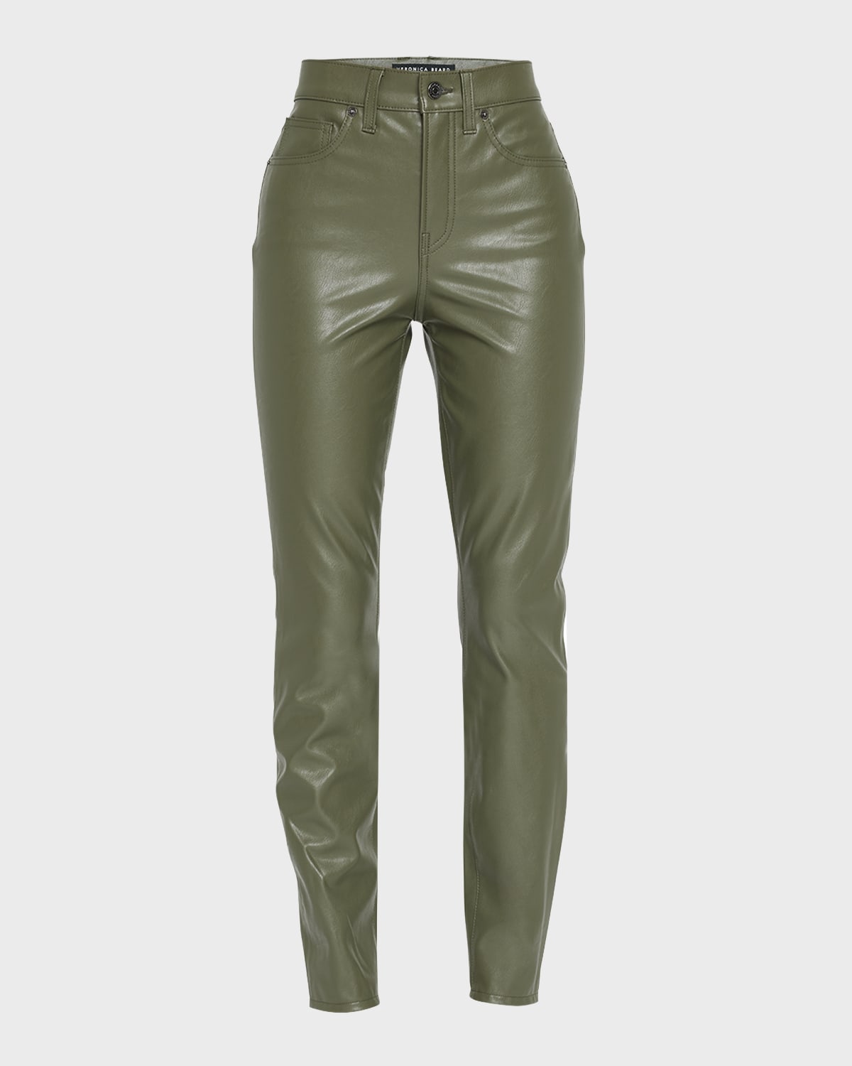 Veronica Beard Jeans Debbie Skinny-leg Cropped Vegan Leather Trousers In Loden