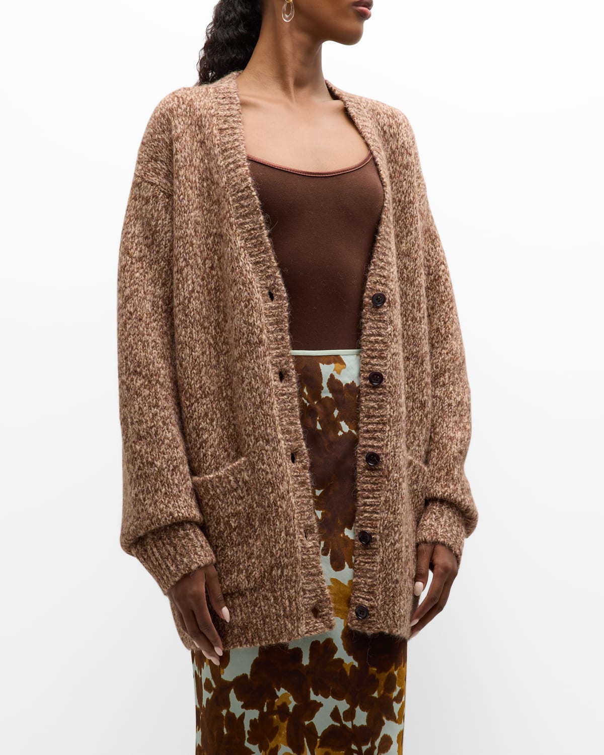 Dries Van Noten Toka Oversized Wool-blend Cardigan In Brown | ModeSens