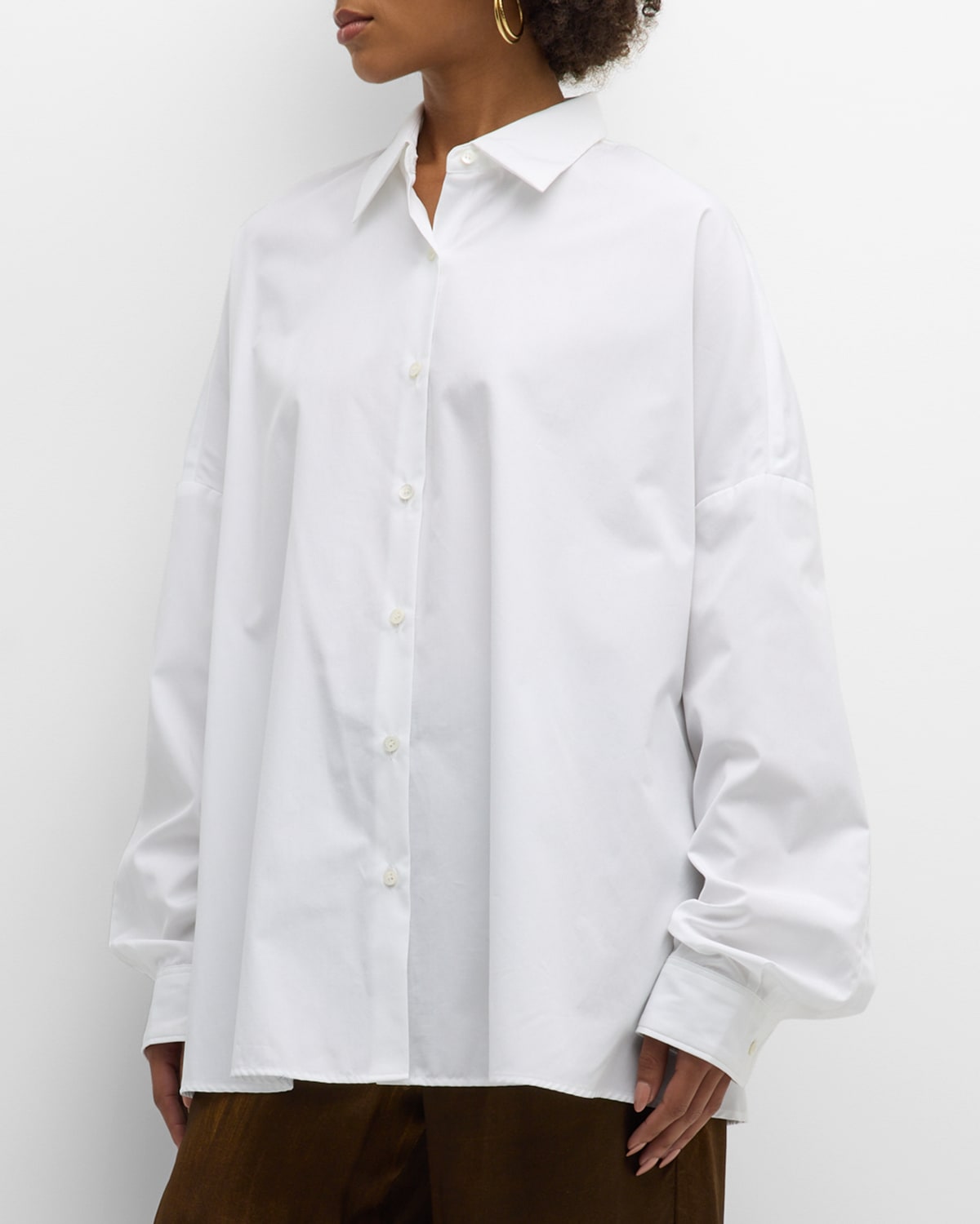 Dries Van Noten Casio Long-sleeve Button-down Shirt In White