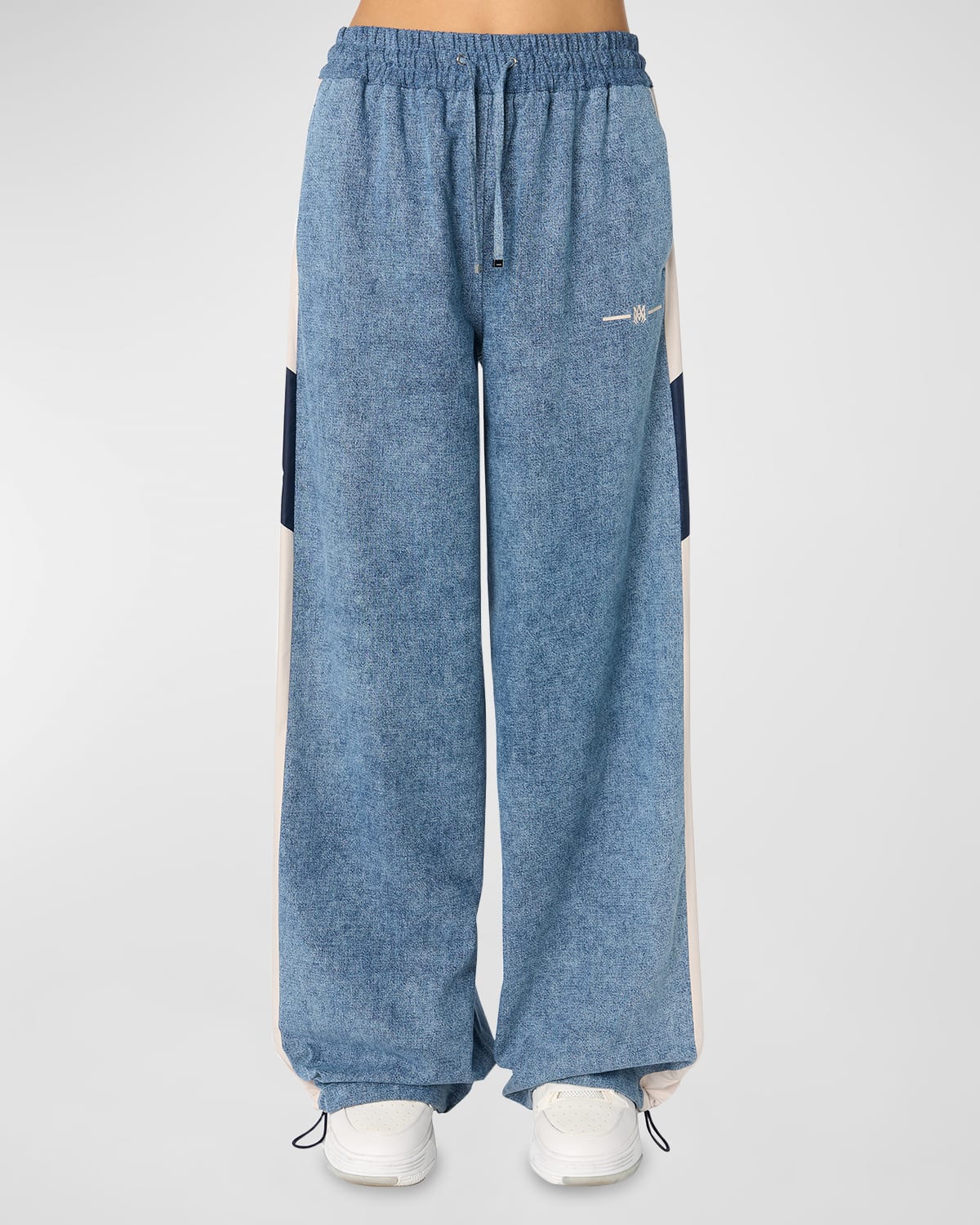 Amiri Side-stripe Chambray Pull-on Track Pants In Blue