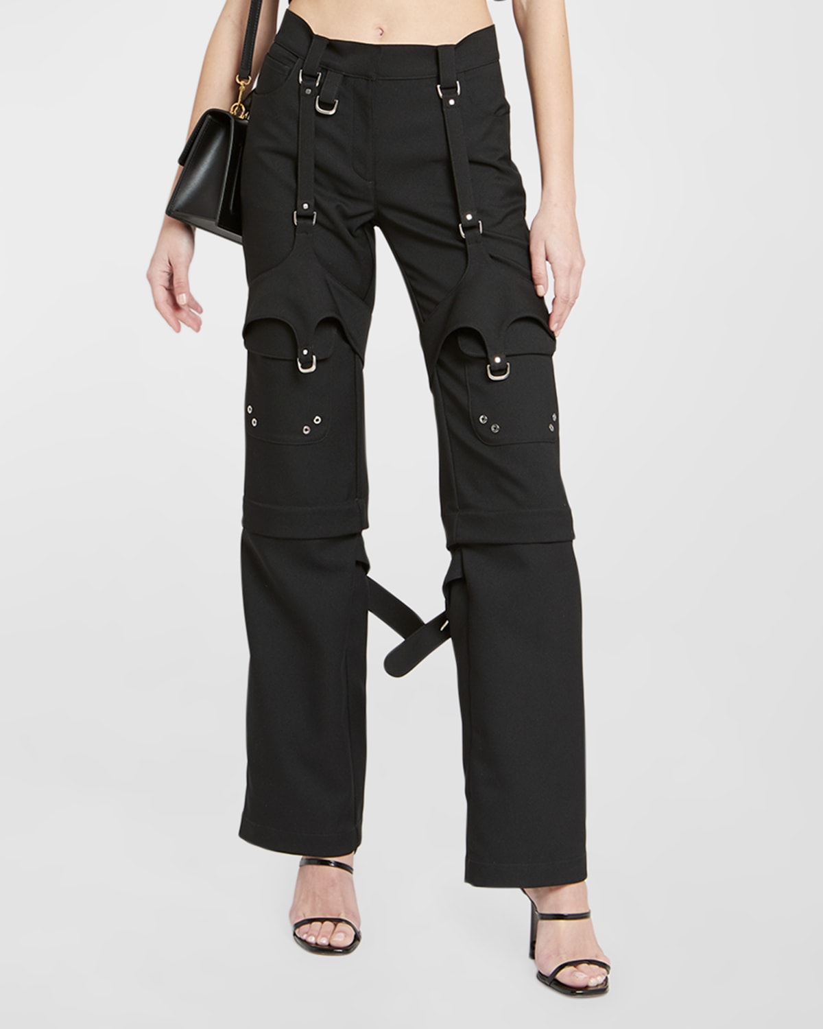 Off-white Black Stretch Polyester Blend Cargo Pant In Black