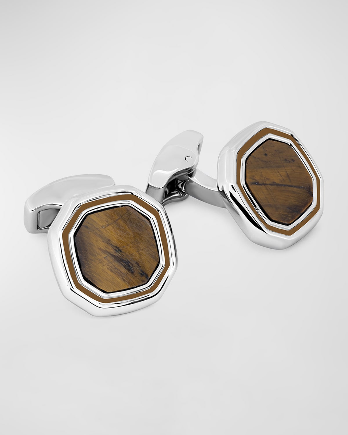 Tateossian Men's Tiger Eye Octagon Cufflinks In Brown