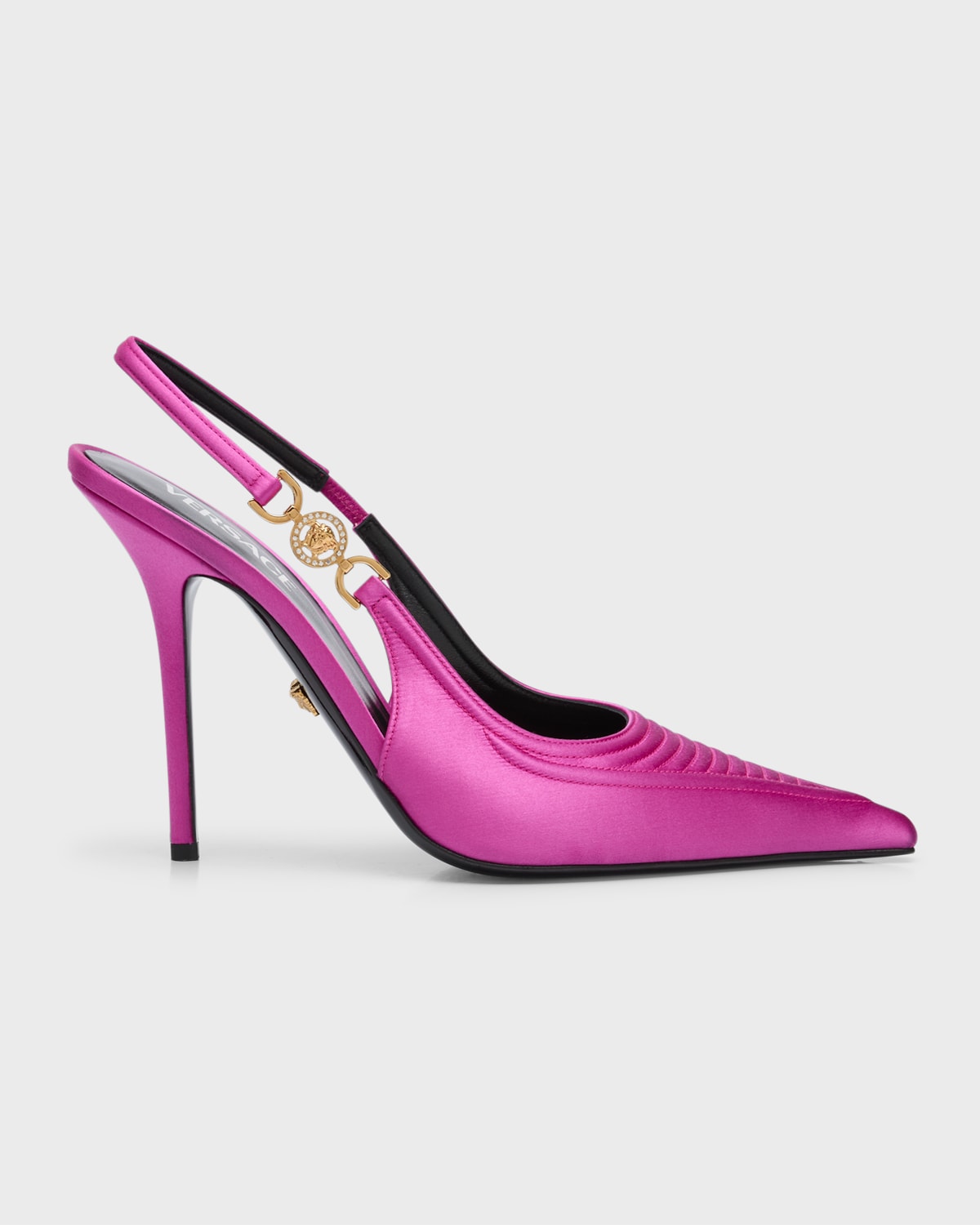 Medusa Satin Slingback Pumps