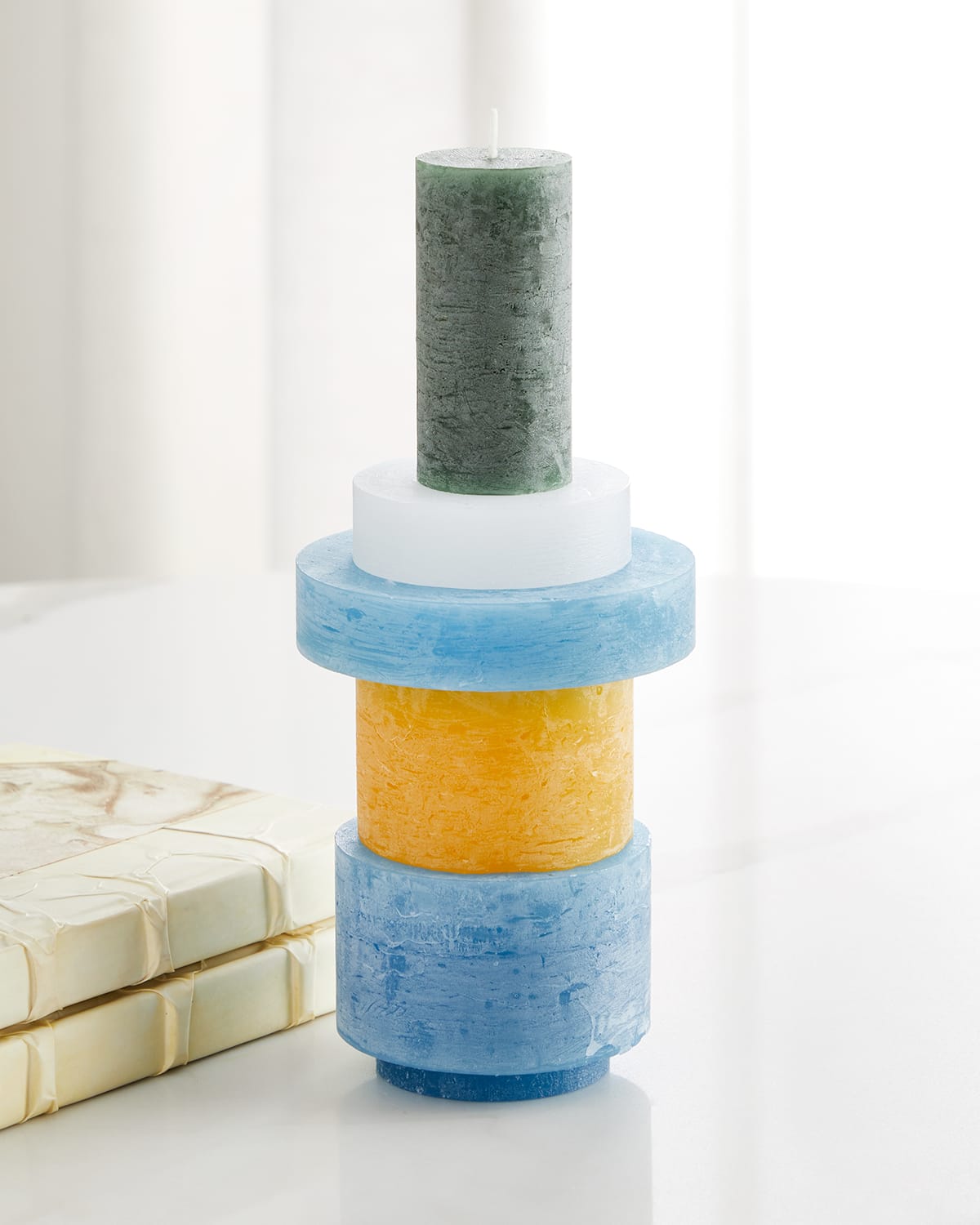 Stan Editions Three High Candle Stack In Yellowblue