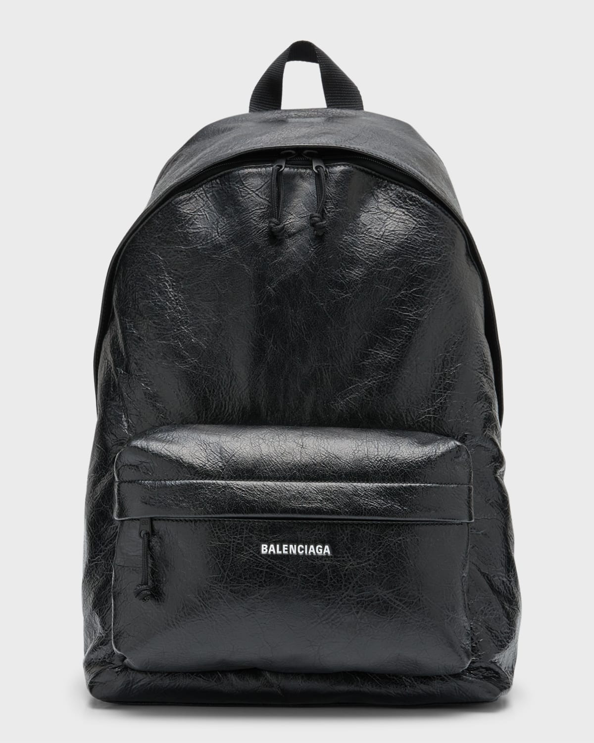 Shop Balenciaga Men's Explorer Leather Backpack In 1000 Black