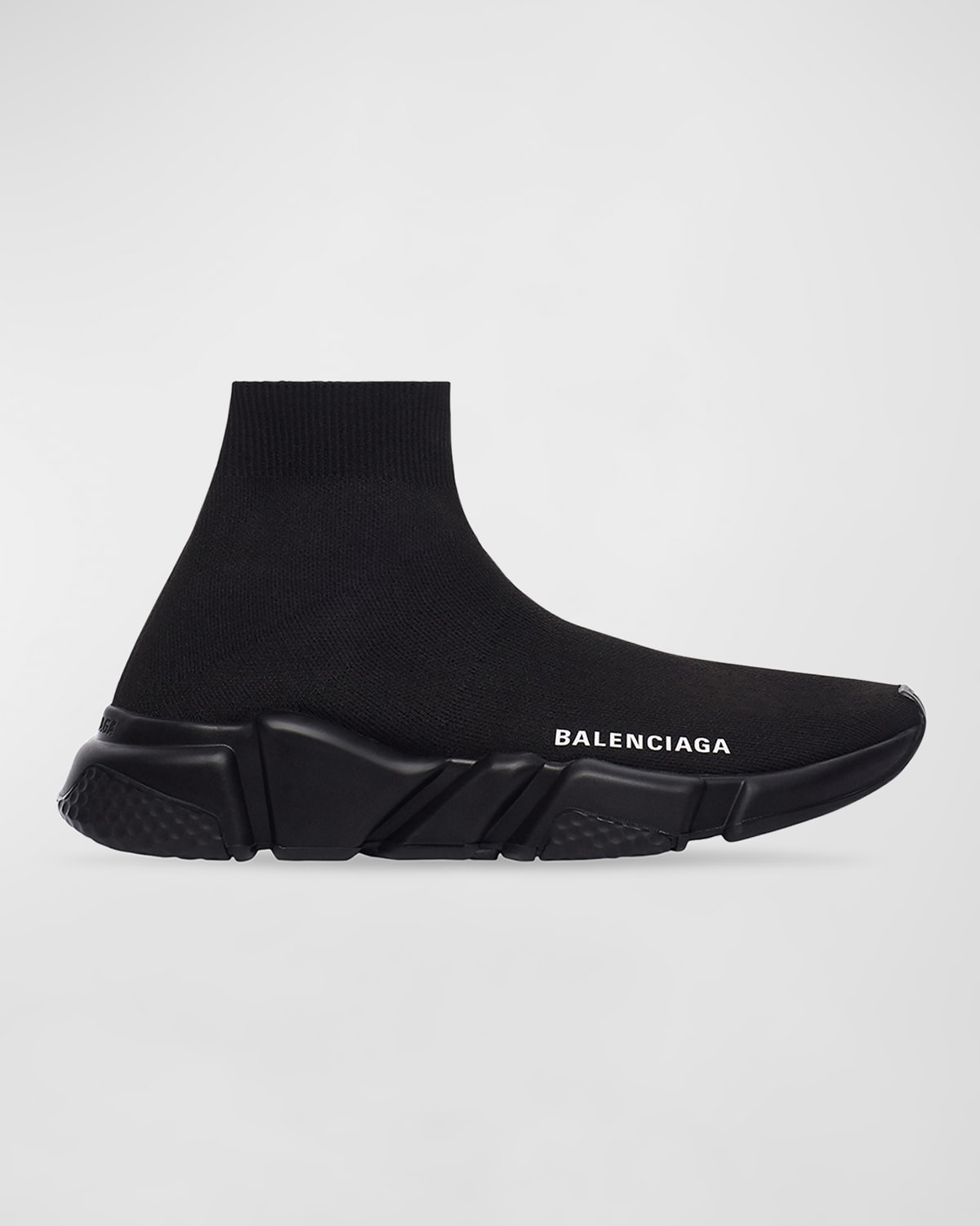 Shop Balenciaga Speed Stretch-knit High-top Trainers In 1000 Black