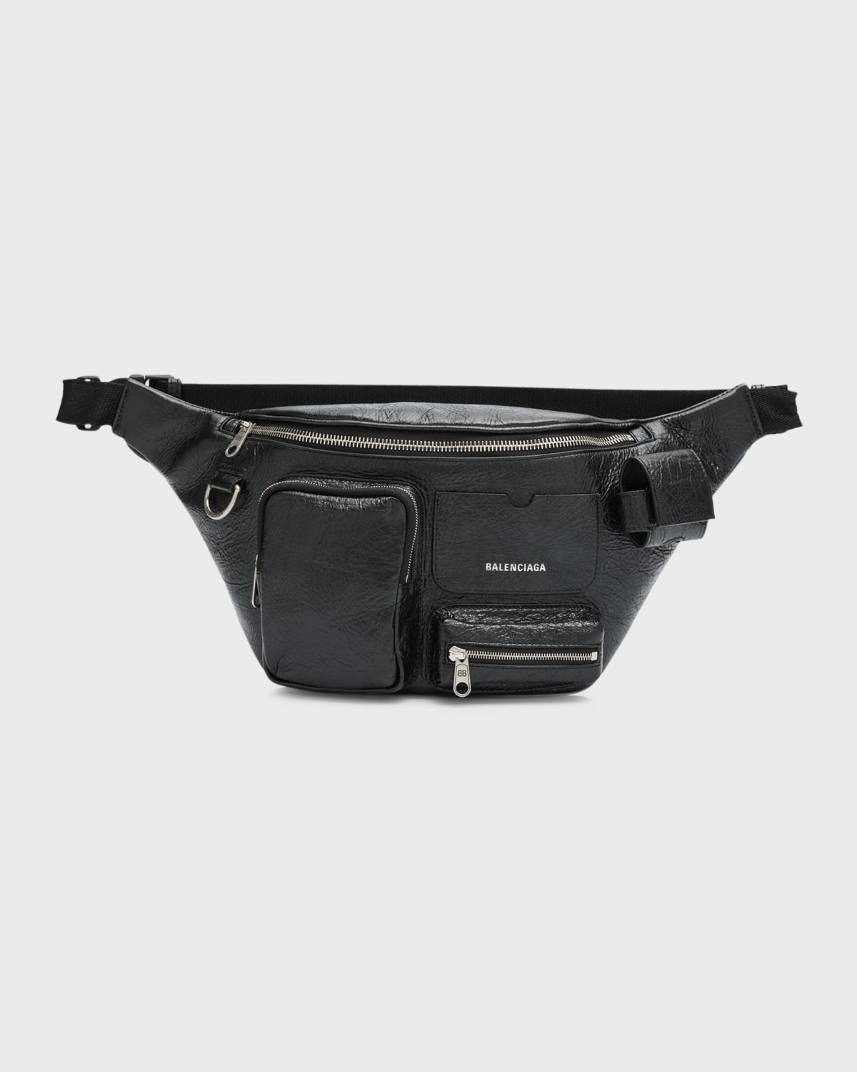 Shop Balenciaga Men's Superbusy Leather Belt Bag In Black