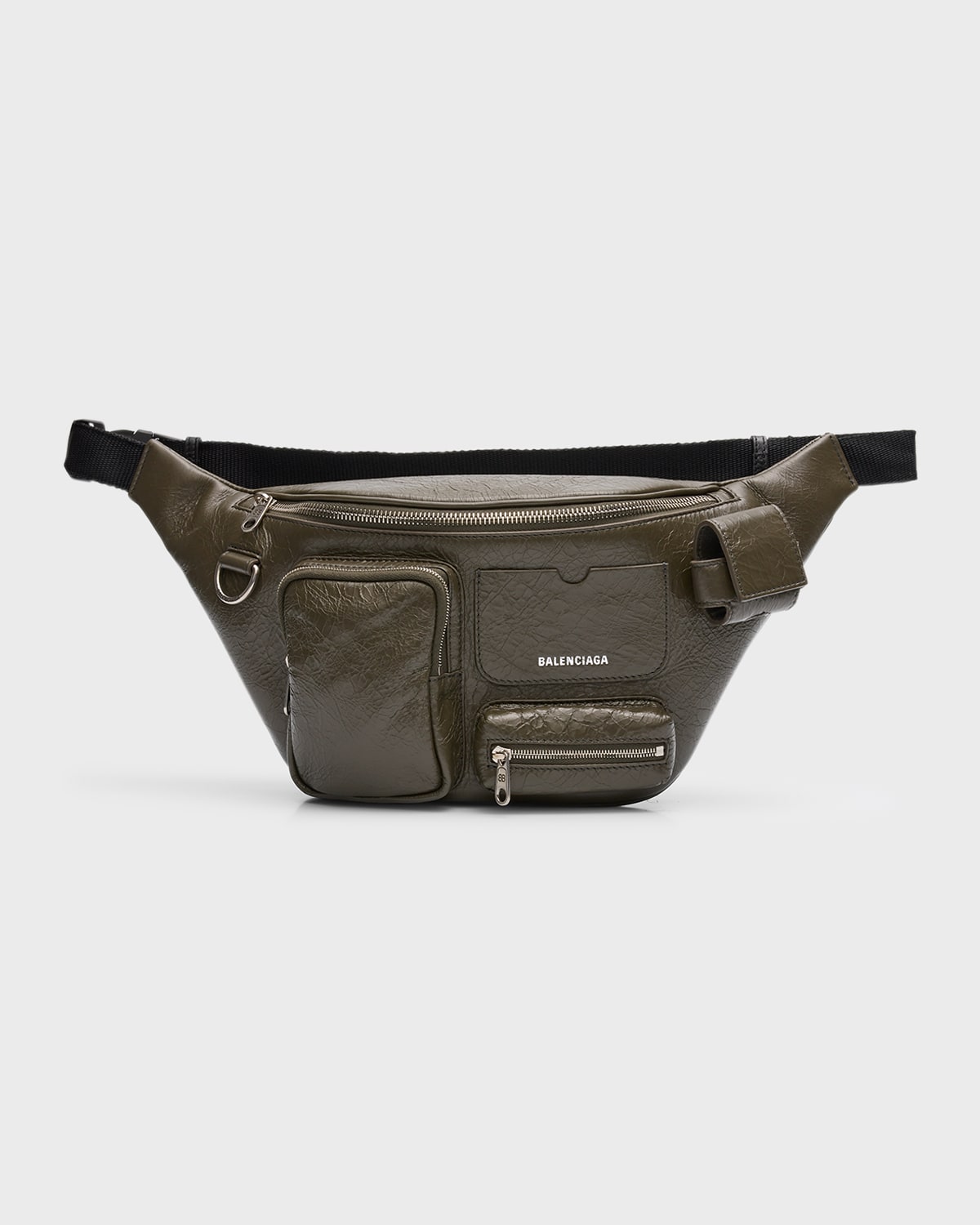 Shop Balenciaga Men's Superbusy Leather Belt Bag In 3503 Khaki