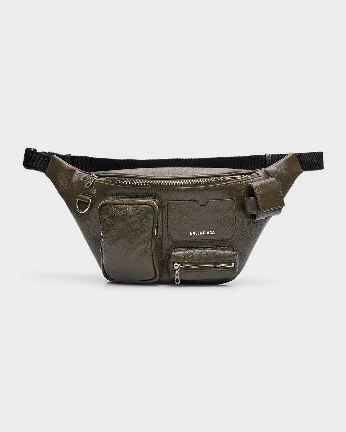 Balenciaga Superbusy Leather Belt Bag In 3503 Khaki