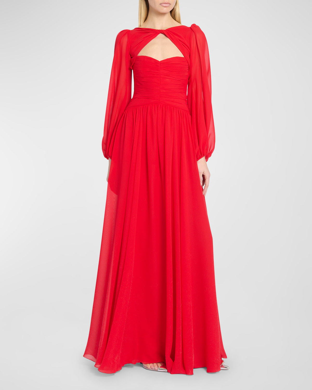 Giambattista Valli Twist-front Cutout Gown In Red