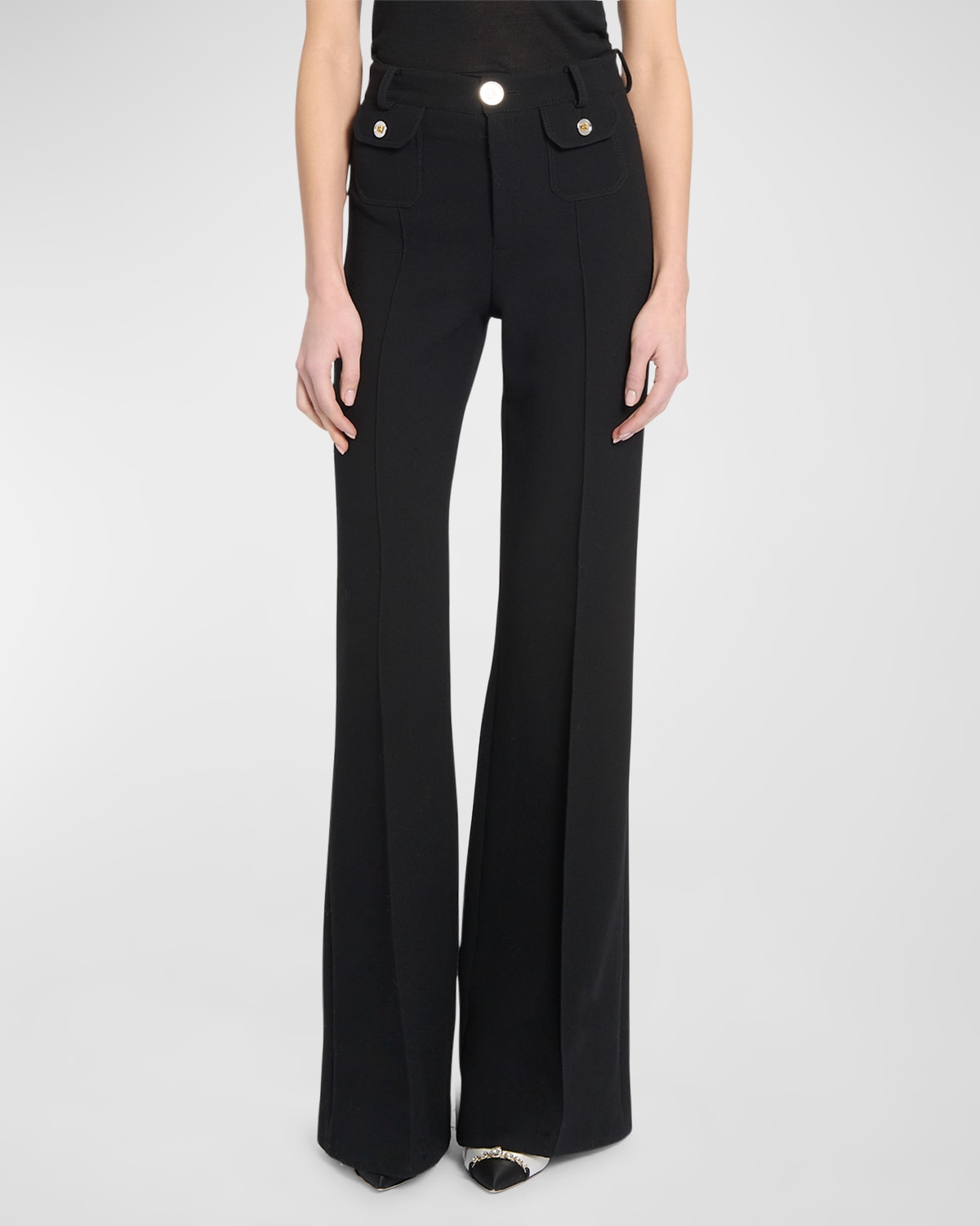 Flare Pants with Button Detail
