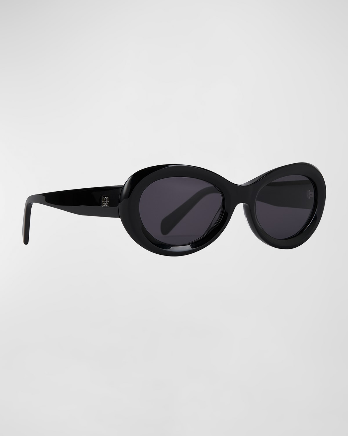 Shop Totême The Ovals Havana Acetate Oval Sunglasses In Black