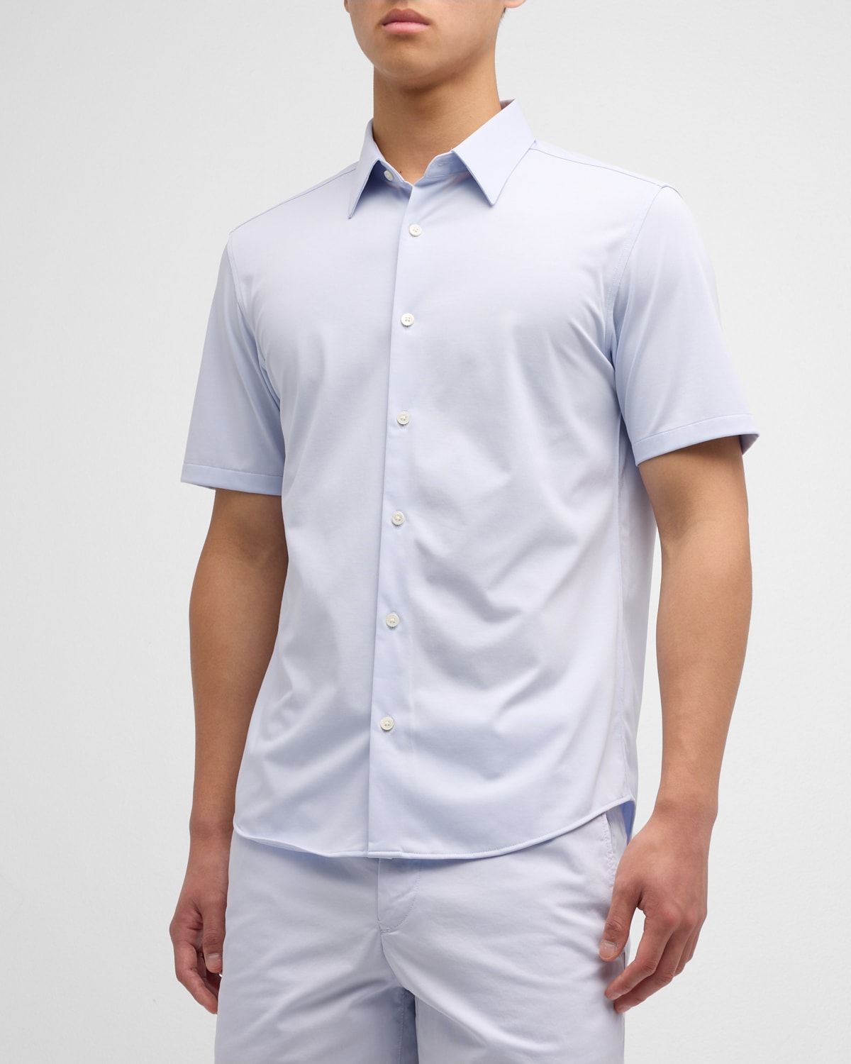 Theory Men's Irving Short Sleeve Shirt In Structure Knit In Olympic