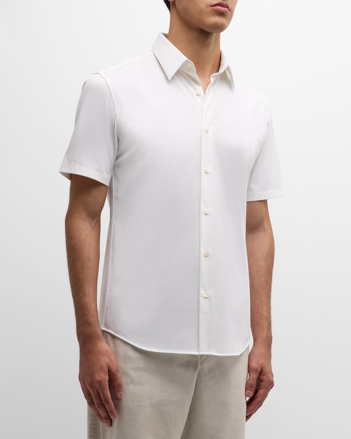 Shop Theory Men's Irving Short Sleeve Shirt In Structure Knit In White