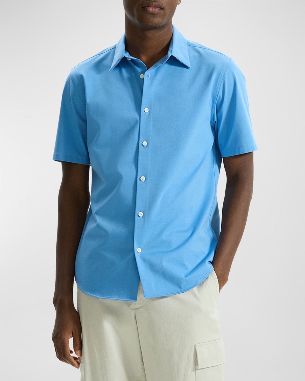 Theory Men's Irving Short Sleeve Shirt In Structure Knit In Pdrb