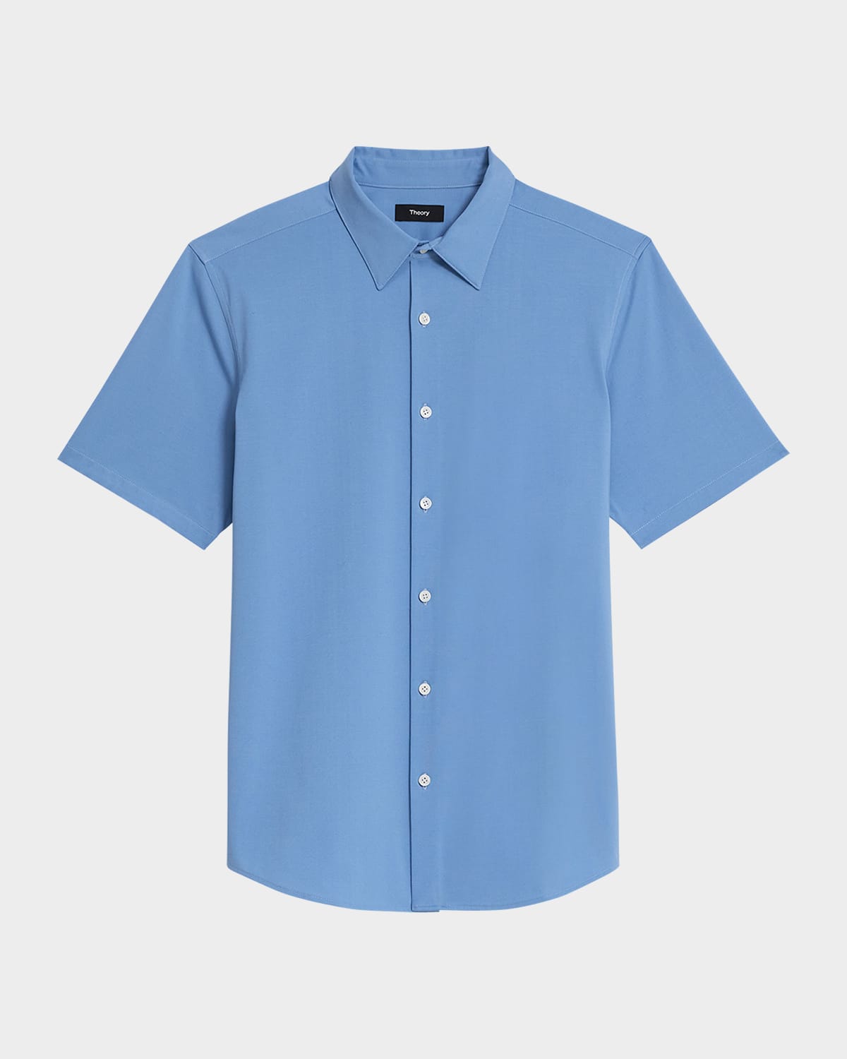 Theory Men's Irving Short Sleeve Shirt In Structure Knit In Blue