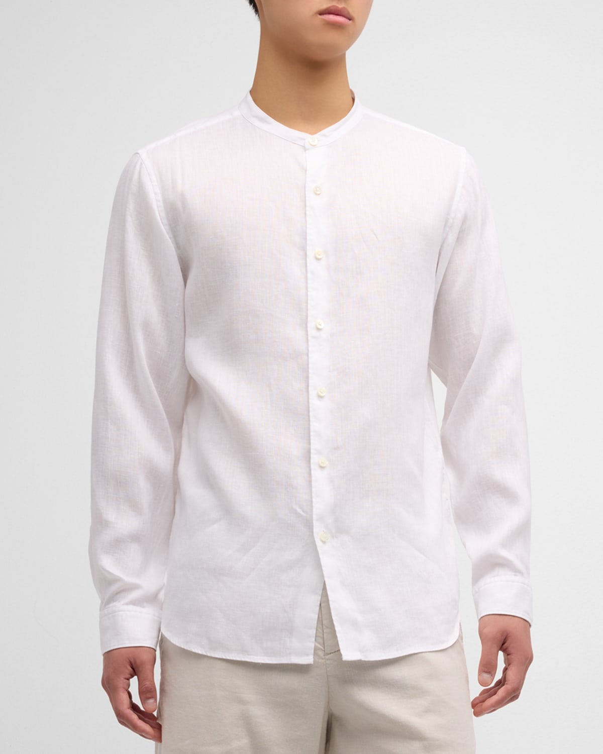 Theory Men's Irving Linen Sport Shirt In Optic White