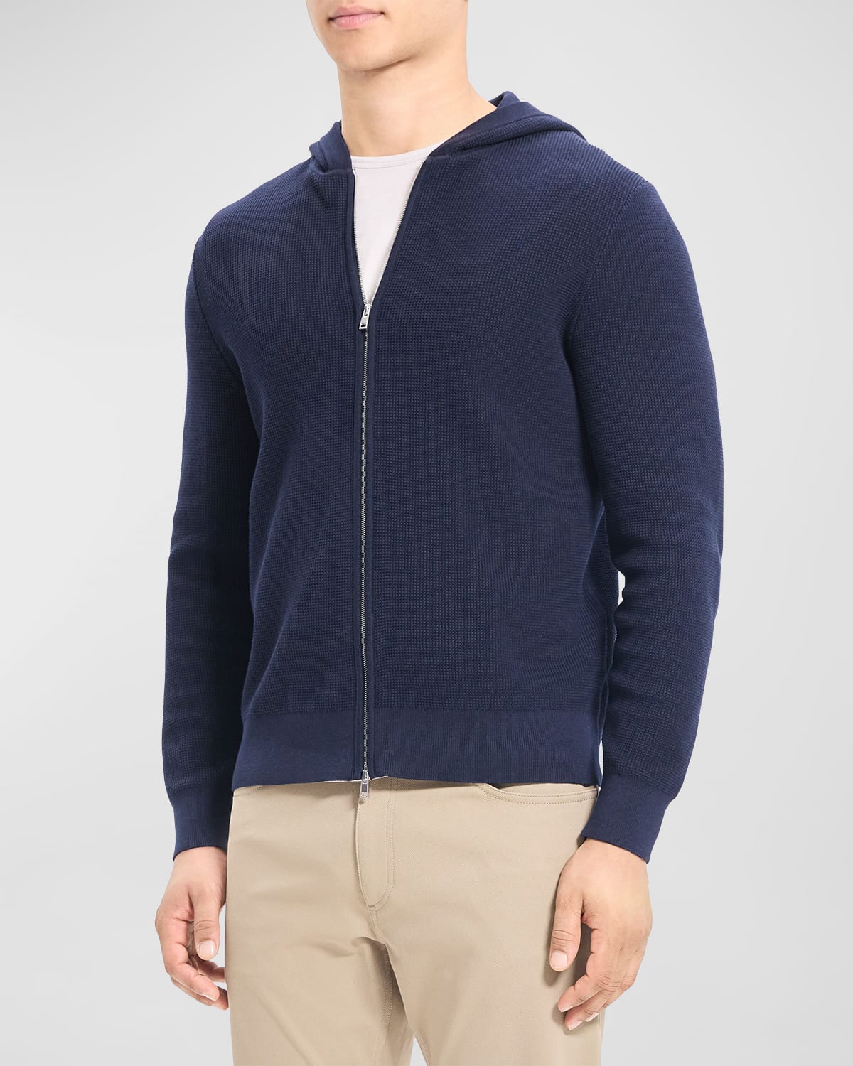 Theory Hilles Full-zip Hoodie In Cashmere In Light Baltic