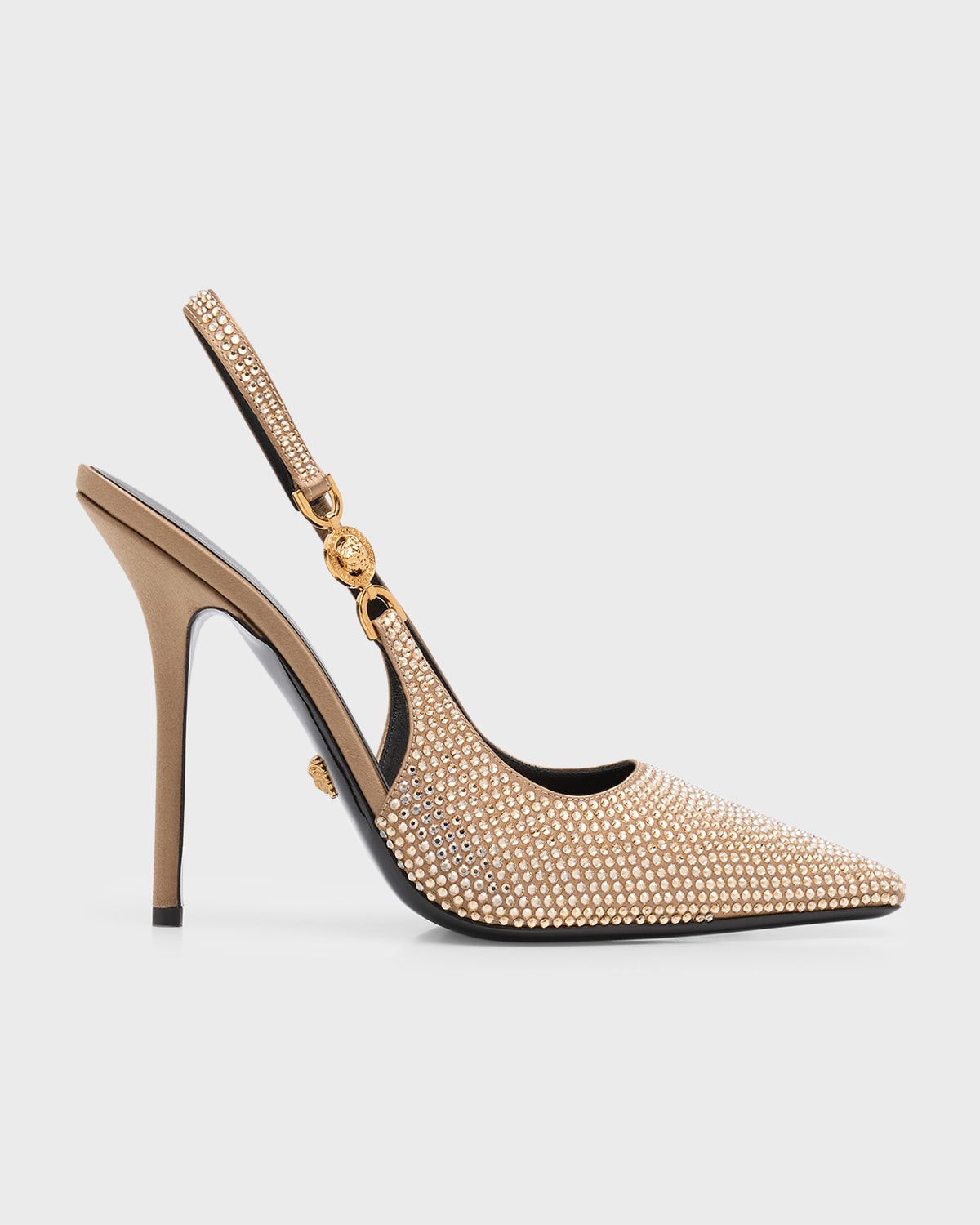 Versace Crystal Stiletto Slingback Pumps In Camel  Gol