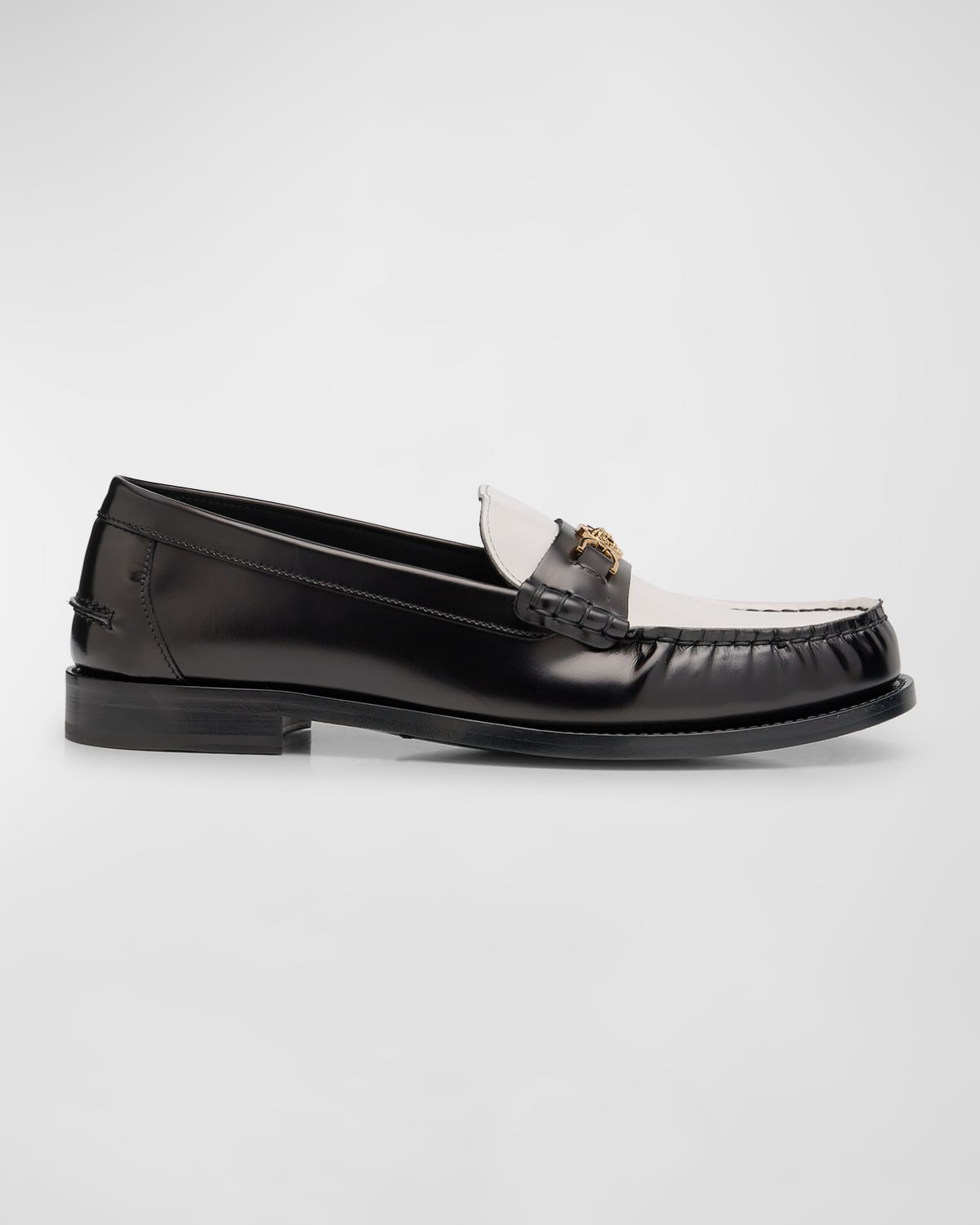 Medusa Chain Leather Loafers