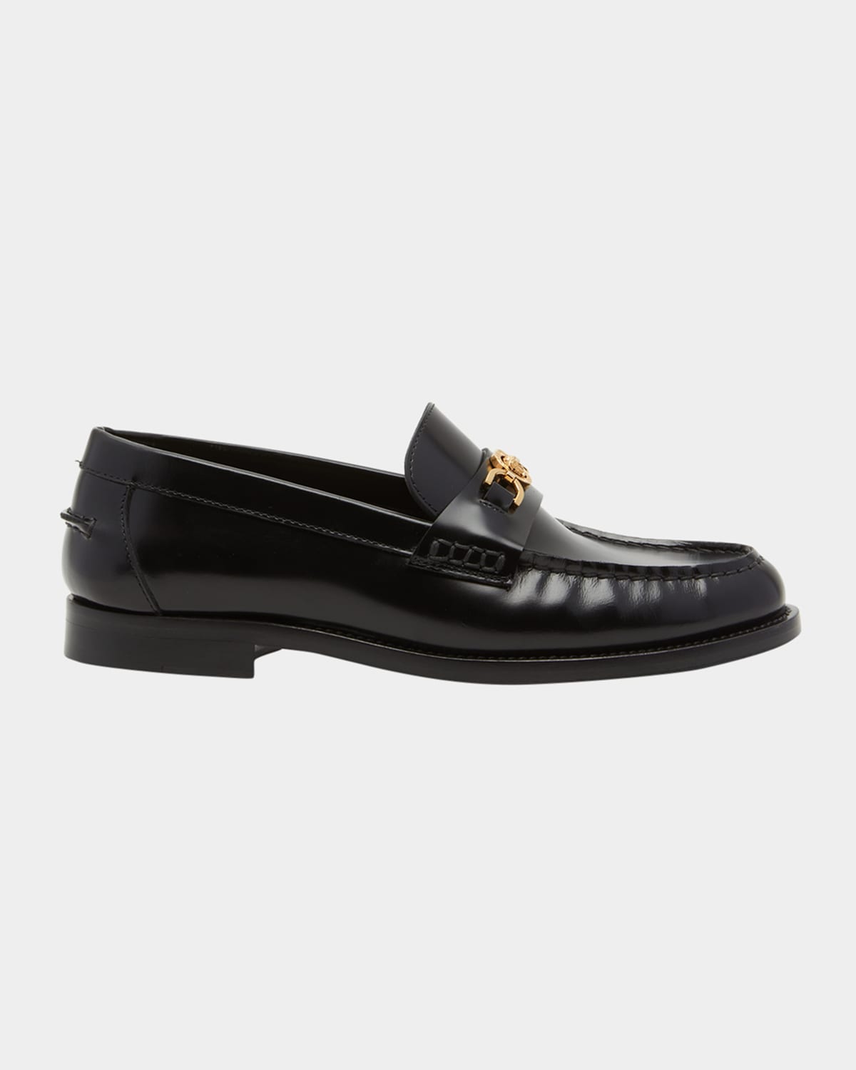 Medusa Chain Leather Loafers
