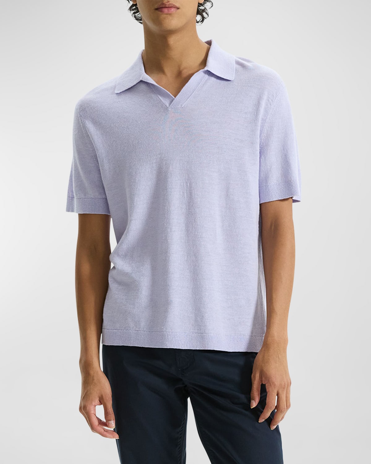 Theory Men's Brenan Knit Polo Shirt In Soft Iris