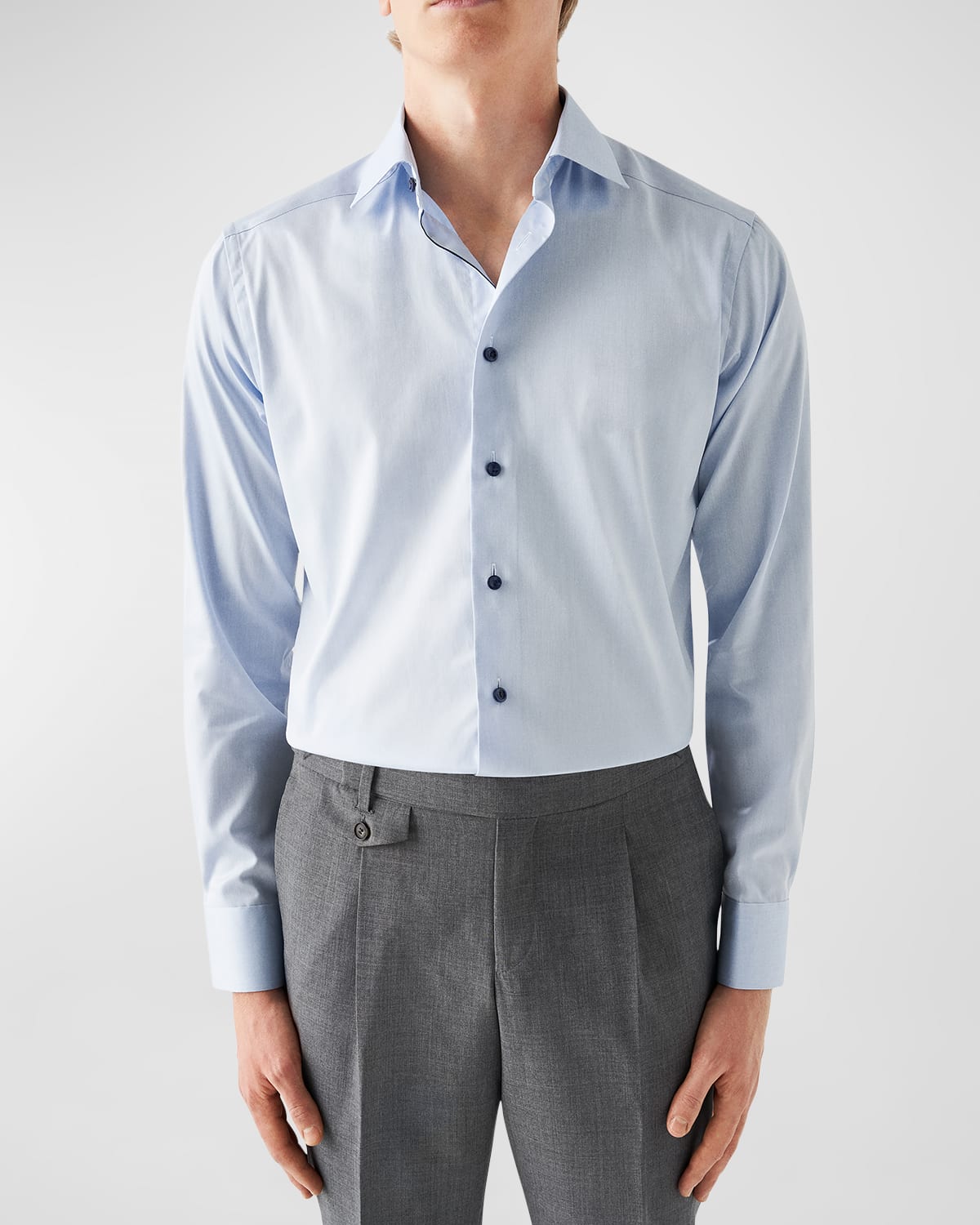 Shop Eton Men's Contemporary Fit Twill Dress Shirt In Blue