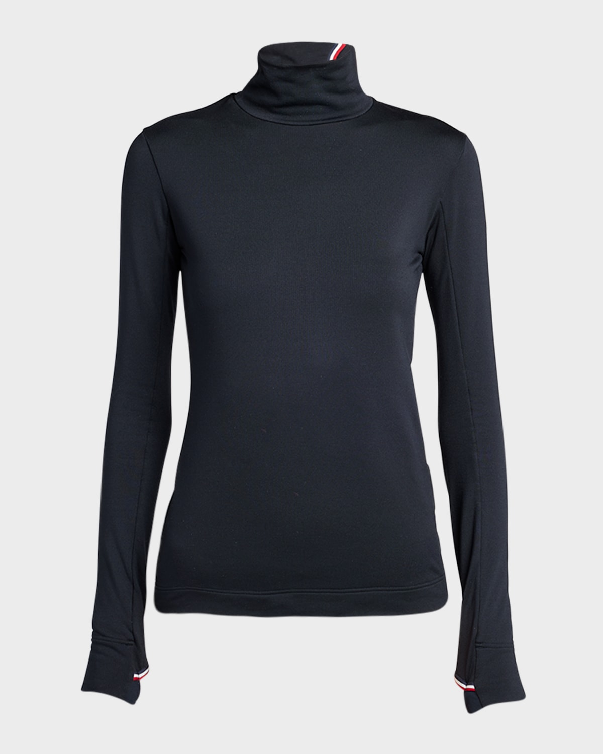 Moncler Jersey Turtleneck With Striped Detail In Black