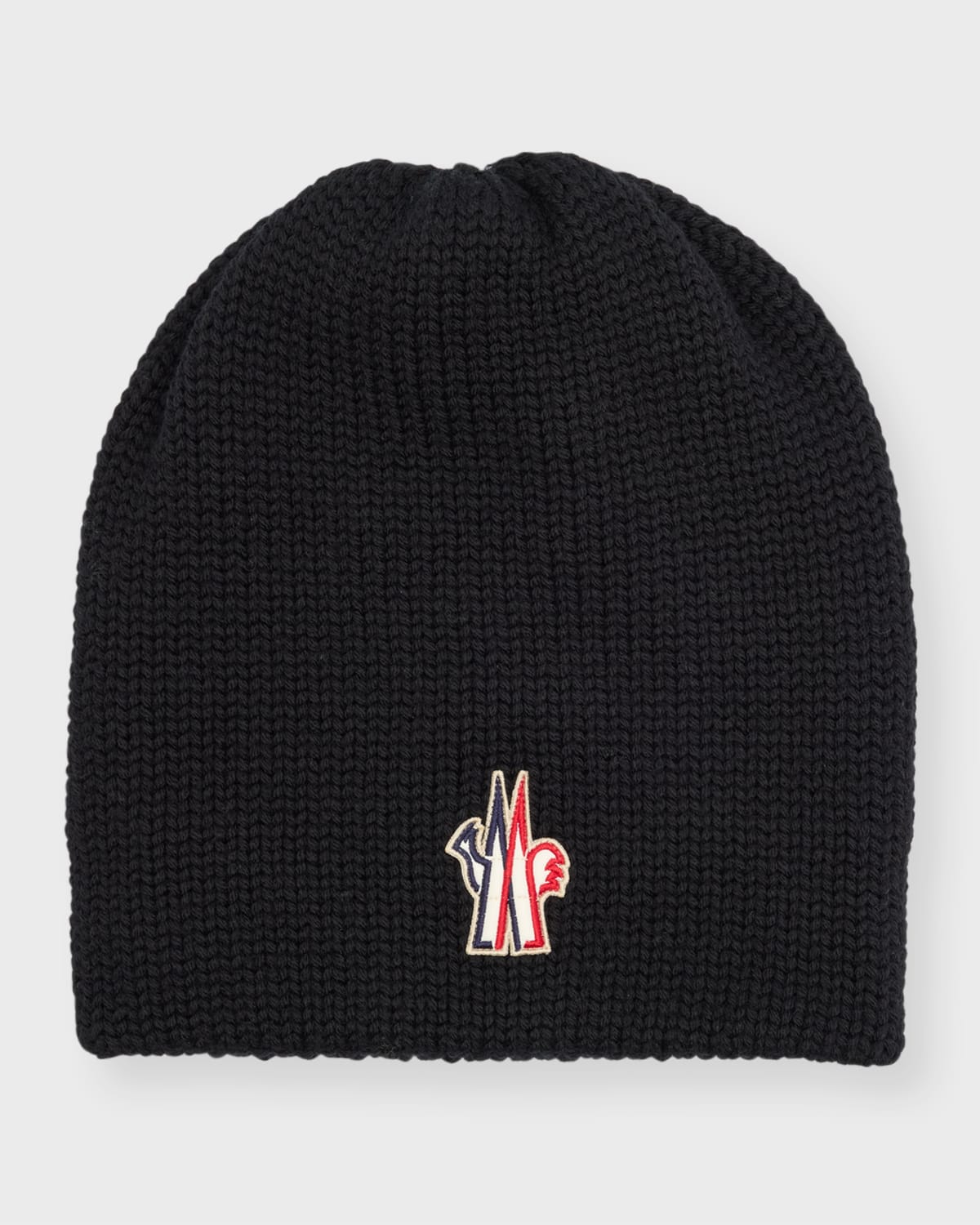 Moncler Wool Logo Beanie In Black