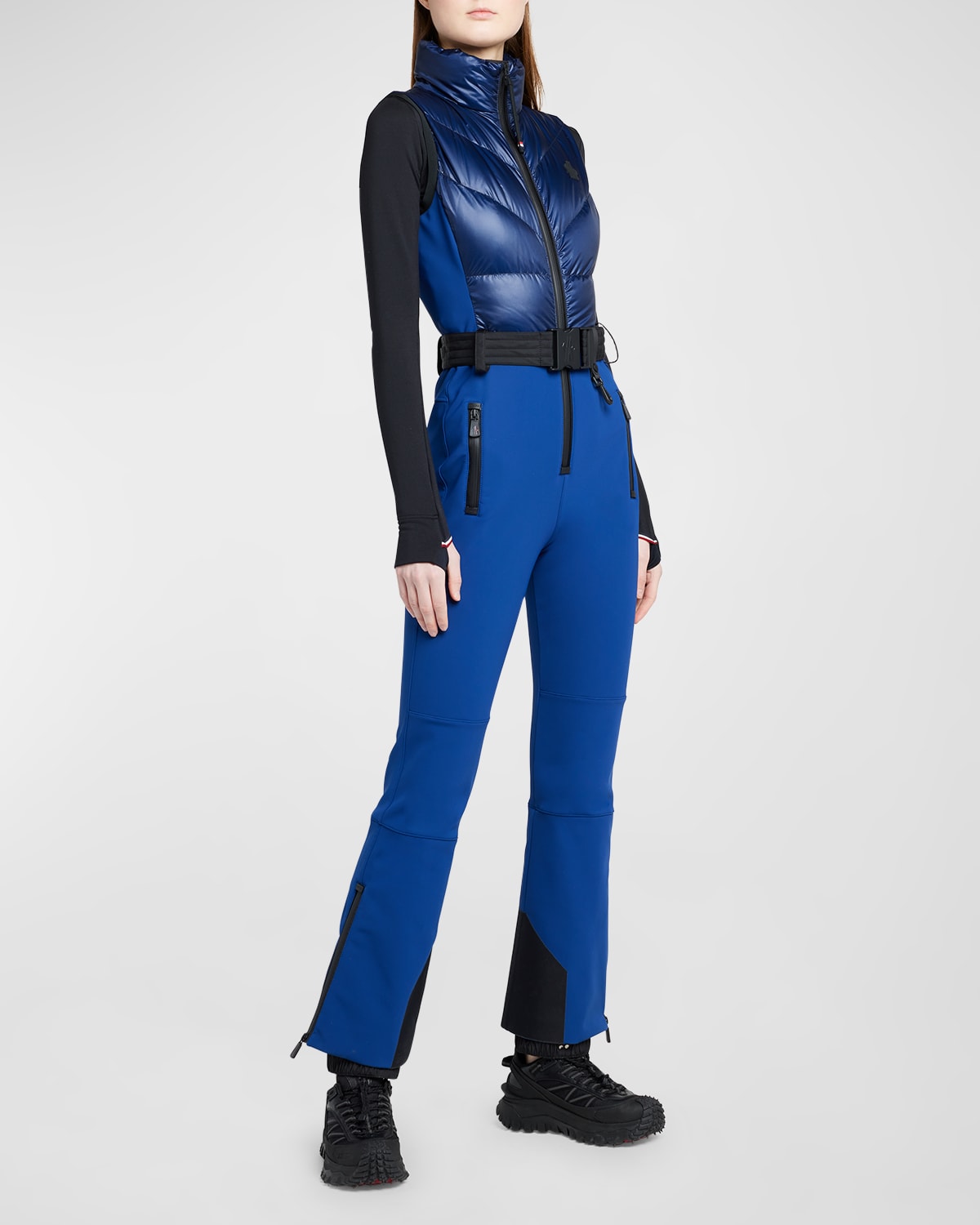 Moncler All-in-one Puffer Jumpsuit In Dark Blue