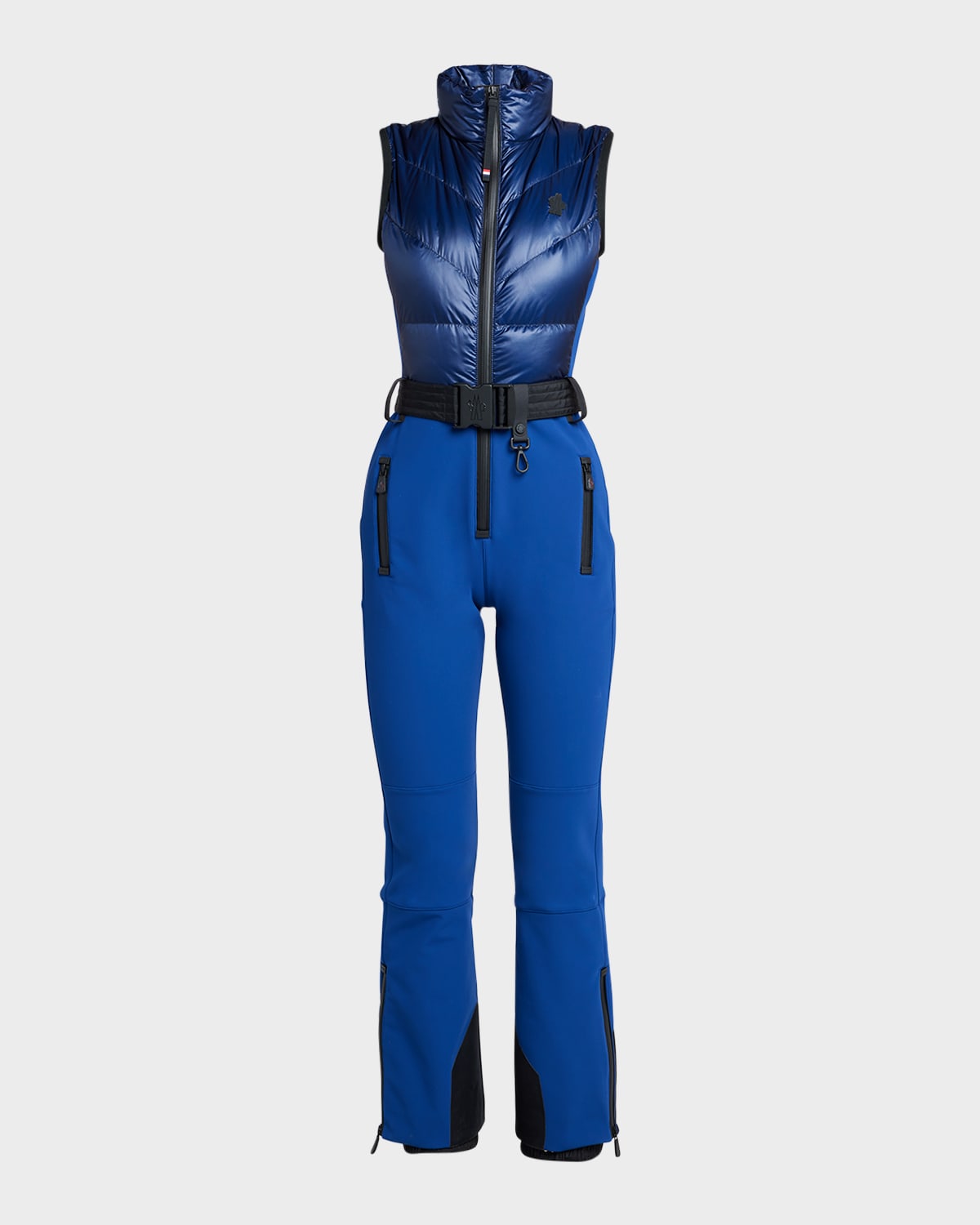 Moncler All-in-one Puffer Jumpsuit In Dark Blue