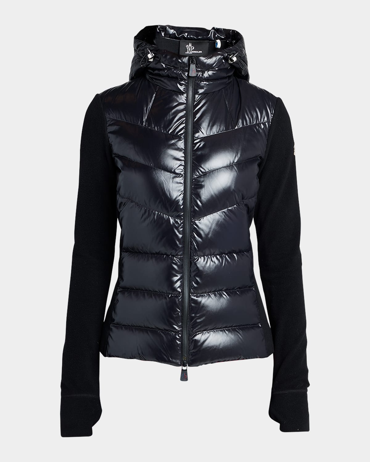 Moncler Puffer Zip-up Cardigan In Black