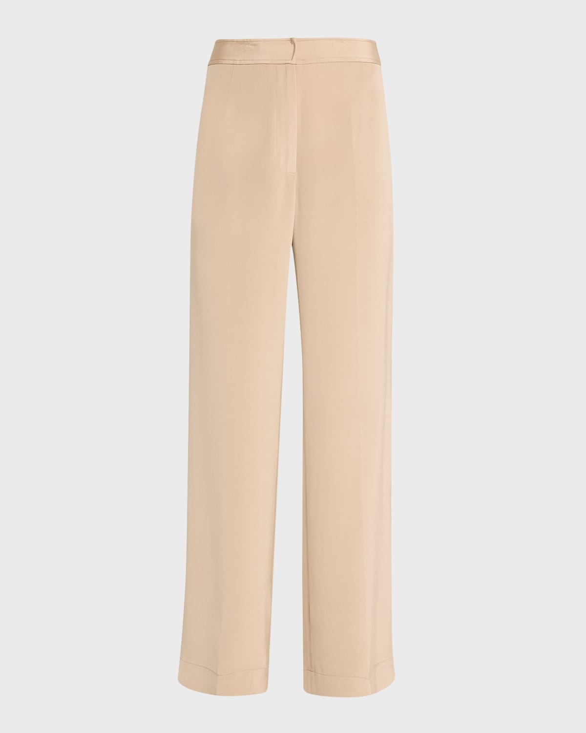 Fawn Wide-Leg Silk Trousers