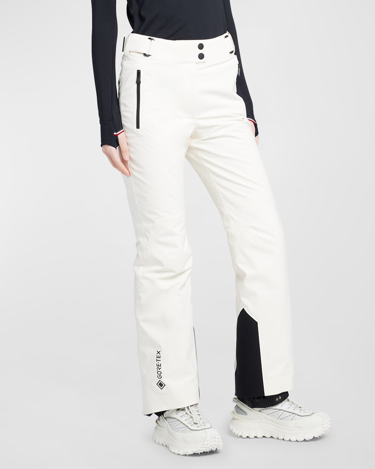 Moncler Belted Contrast Ski Trousers In White